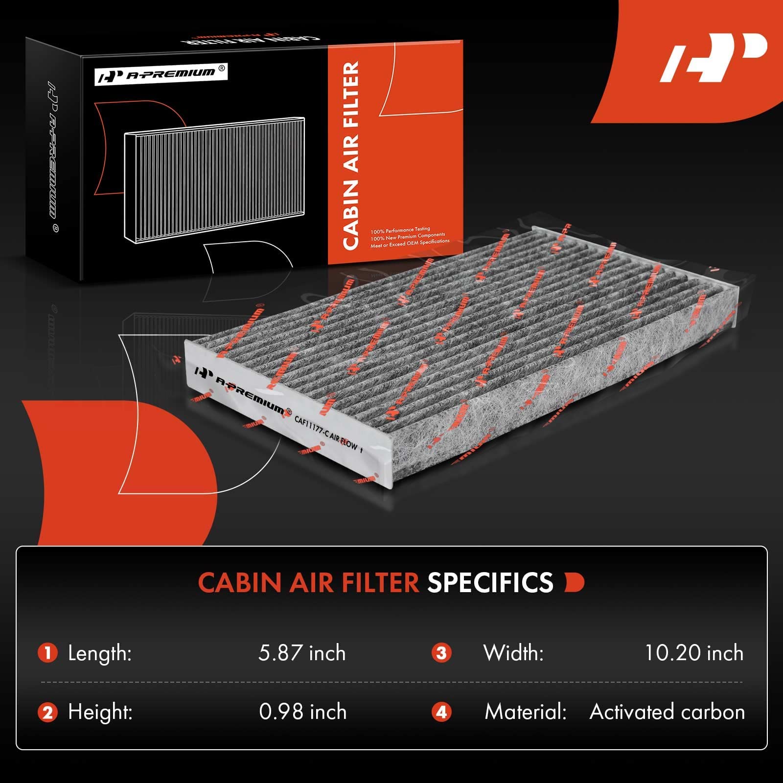 A-Premium Cabin Air Filter With Activated Carbon Compatible With Nissan Sentra 2013-2019, Juke 2011-2017, Leaf 2011-2023, Cube 2