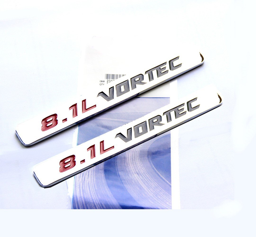 Yoaoo 2X Oem 8.1L Vortec Emblem 8.1 Lhood Engine Badge For Silverado Z71 Sierra Chrome Black