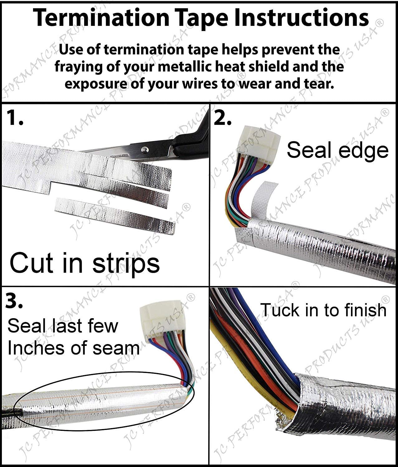 Jcp Usa Slip-Over, Cool Sleeves, Aluminum Metallic Heat Shield Sleeve Fiberglass Insulated Wire Hose Cover (Sewn-Seam 28Mm, 1-1/