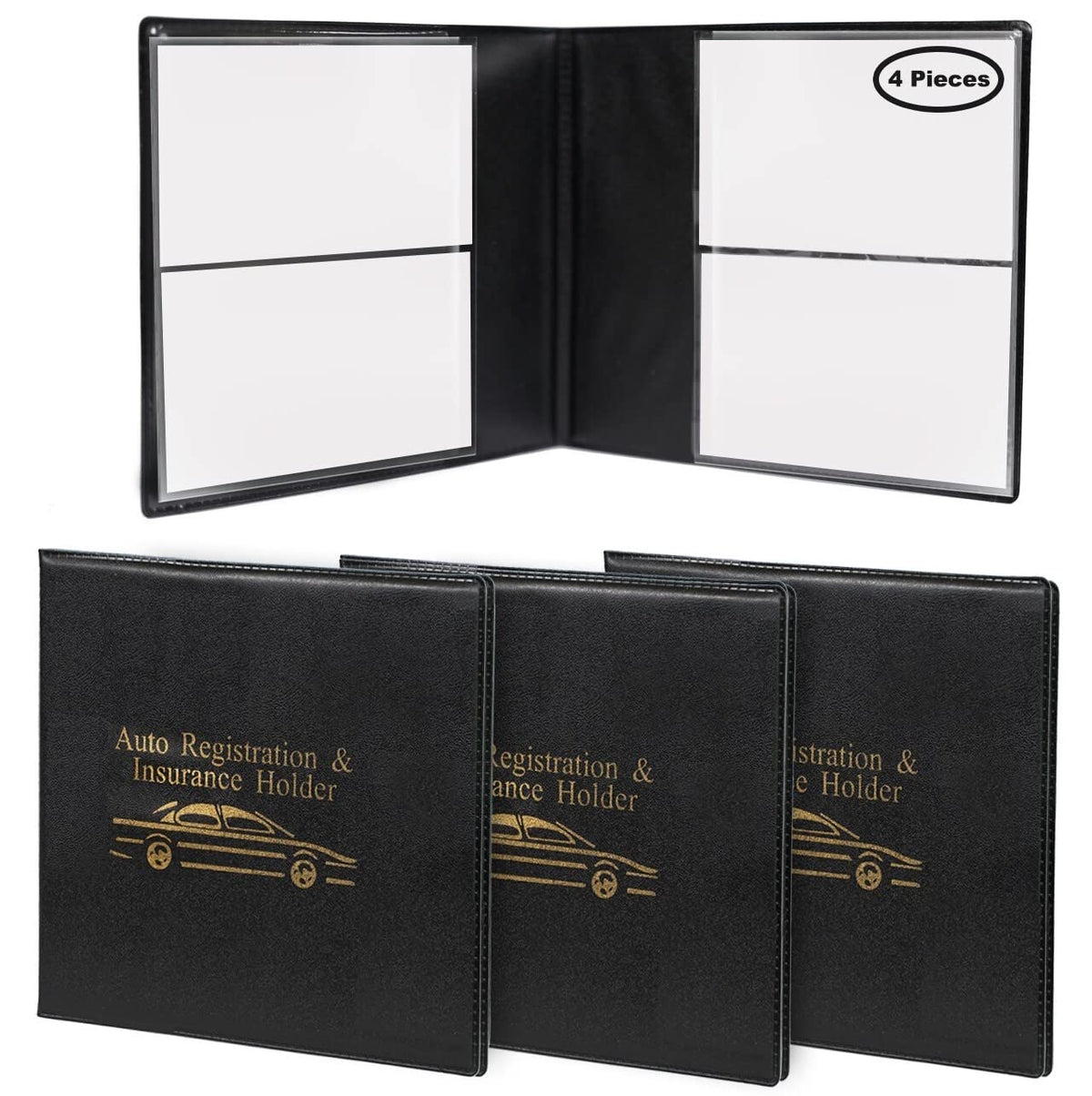 Sterling Car Auto Insurance Registration Black Document Wallet Holders - Automobile,Motorcycle,Truck,Vinyl Id Holder & Visor Sto
