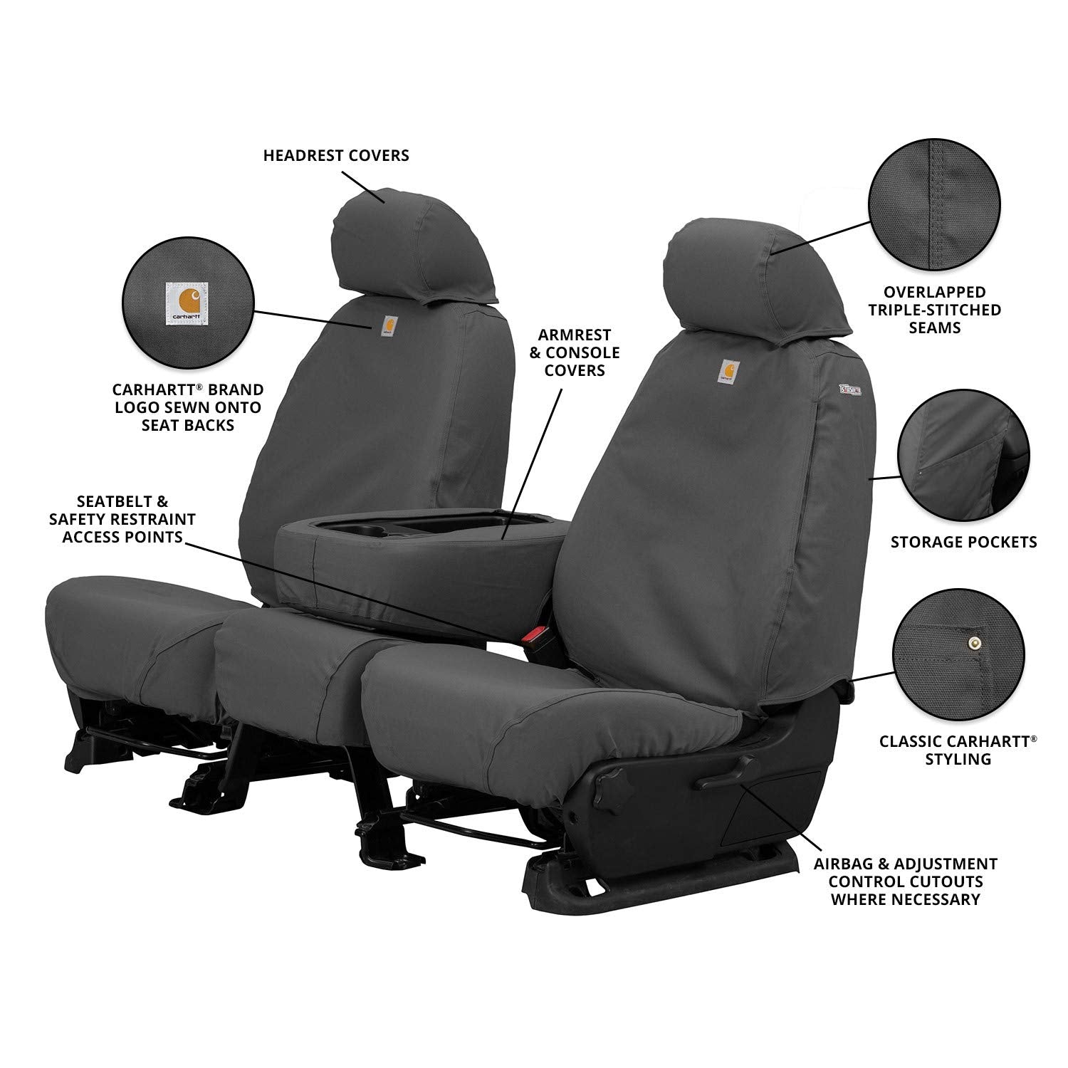 Covercraft Carhartt Seatsaver Custom Seat Covers | Fits 2017-2018 Ram 1500, 2019-24 Ram 1500 Classic, 2017-18 Ram 2500/3500/4500