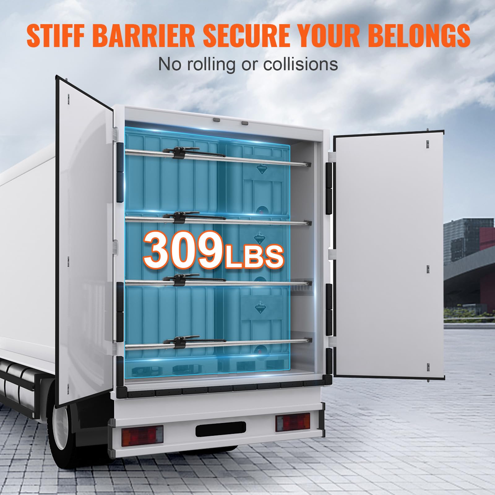 Vevor Cargo Bar, Ratcheting Cargo Bar Adjustable From 89' To 104', Heavy-Duty Steel Cargo Stabilizer Bar With 309 Lbs Capacity, Truck Bed Load Bar For Pickup Truck Bed, Trailer, Semi Trailer (4 Pcs)