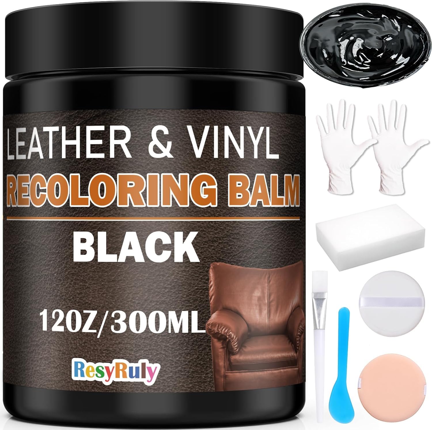 Leather Recoloring Balm Black Leather Dye Vinyl Paint Car Interior Seat Furniture Conditioner Couch Recliner Boots Jacket Shoes