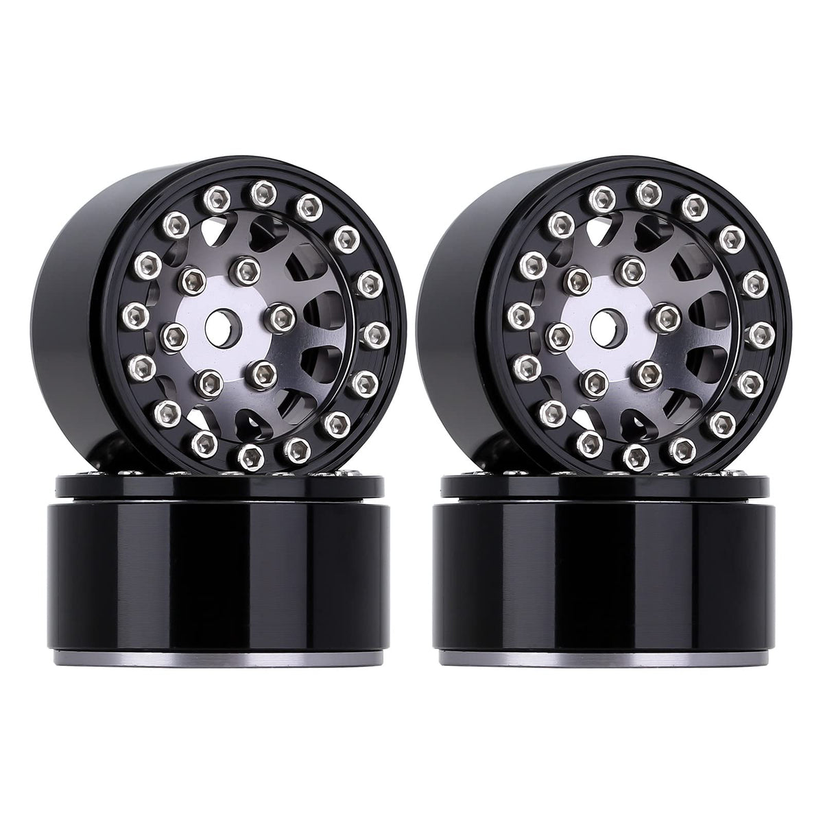 Injora 1.0 Wheel Rims Rc Metal Beadlock Wheels Rims For All 1/24 Scale Axial Scx24 Deadbolt Rc Crawler Car Upgrades Accessories(