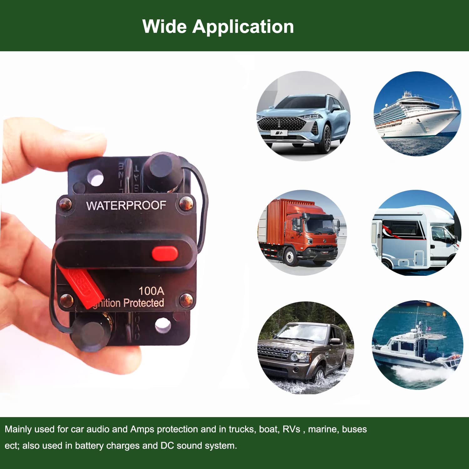 Tiwerlfe 300 Amp Circuit Breaker With Manual Reset Waterproof Inline Fuse For Car Boat Trolling Motor Atv Manual Power Protect F