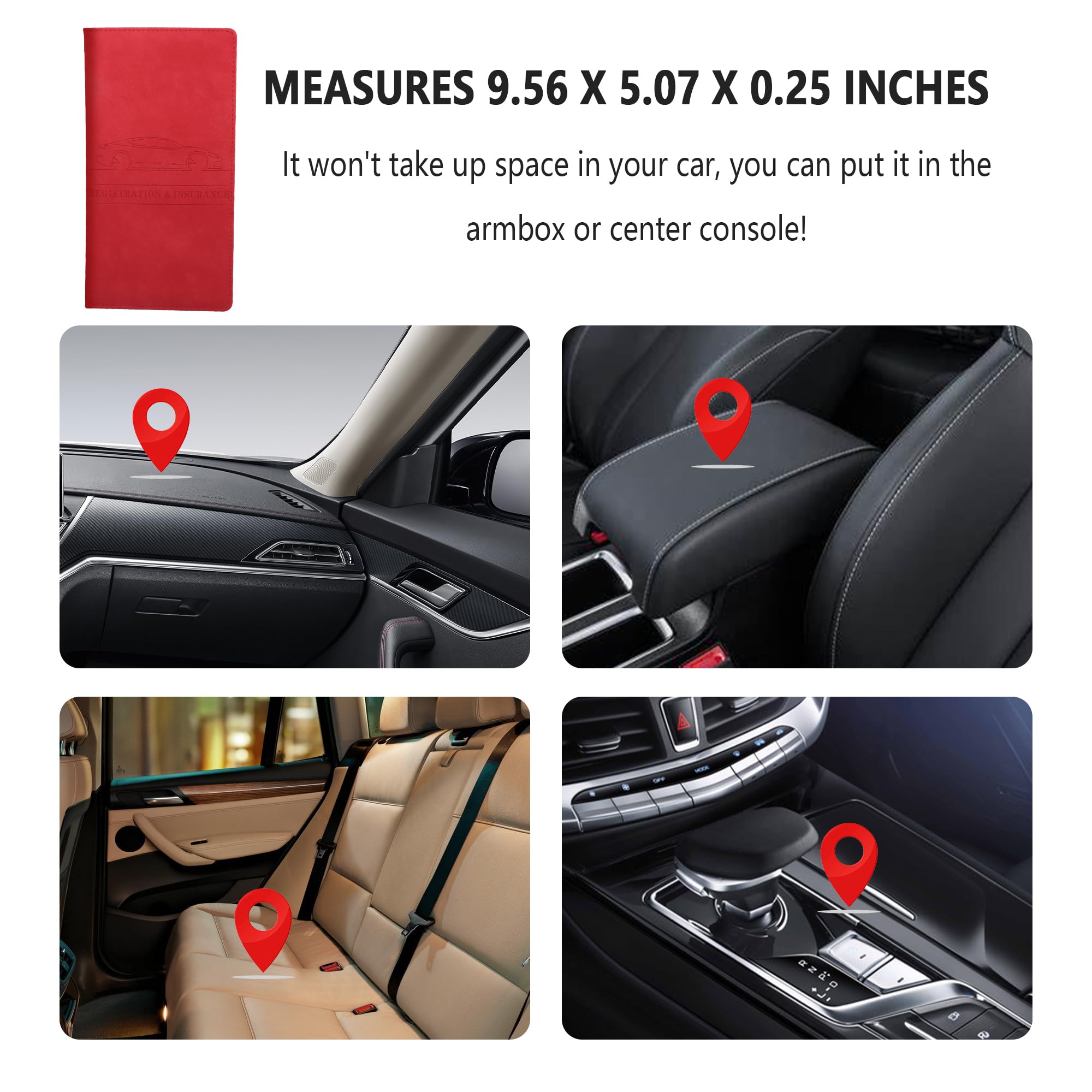 Car Registration and Insurance Holder,PU Leather Car Glove Box Organizer Car Document Holder for ID,Driver's License,Universal C