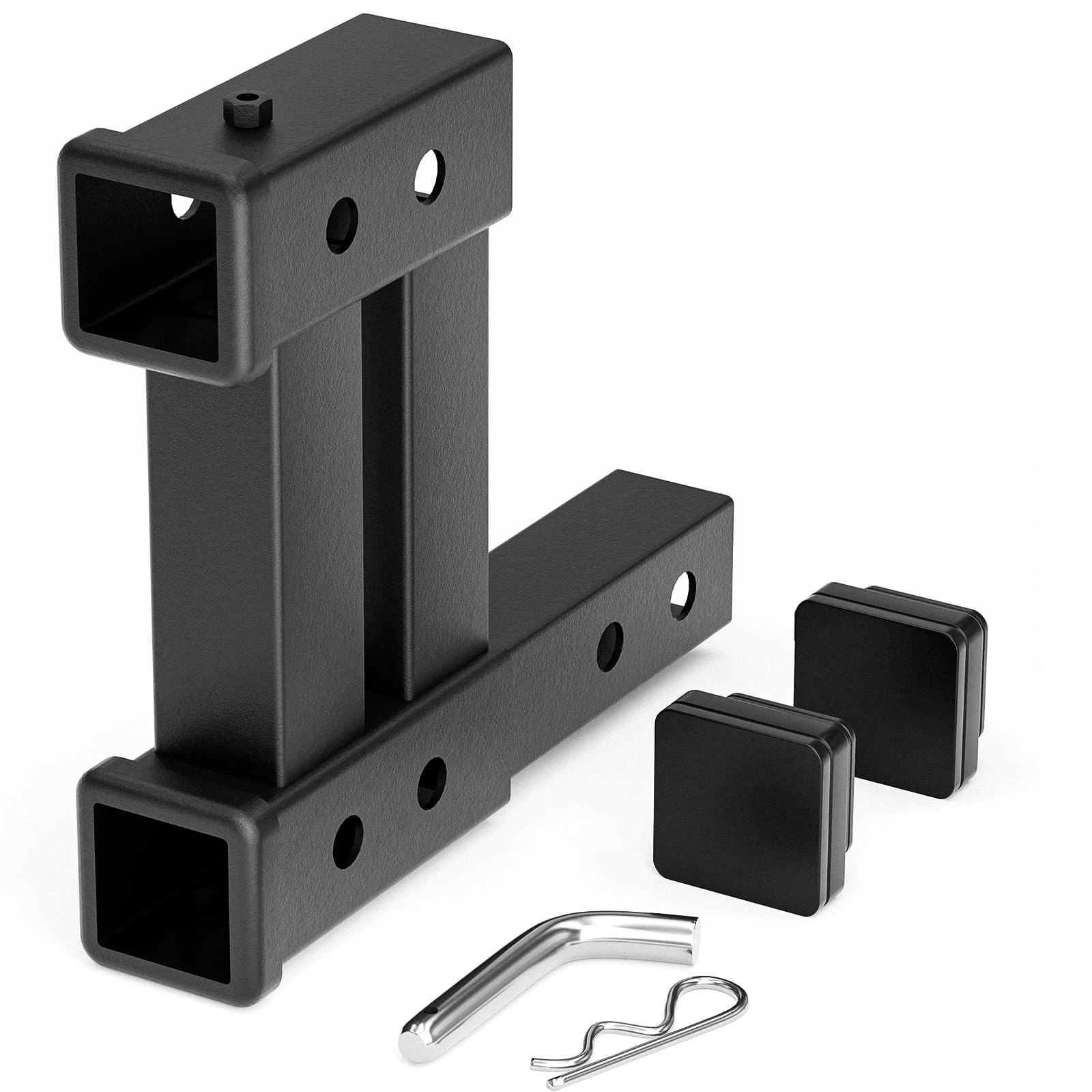 Yzona Dual Hitch Extender, 2 Inch Hitch Extension, Drop-Rise Tow Trailer Hitch Adapter, 4000 Lbs Capacity Double Receiver Extend