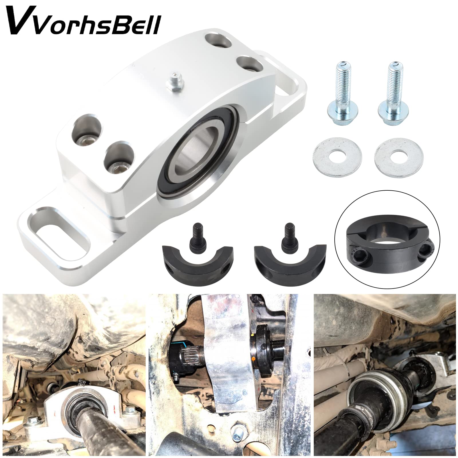 Vvorhsbell Atv Heavy Duty Billet Aluminum Carrier Bearing, Bearing Compatible With 2014-2021 Polaris Ranger 570 Xp 1000 Rzr Xp 900 1000 (Does Not Fit The Polaris Rzr Xp 4 Turbo)Silver