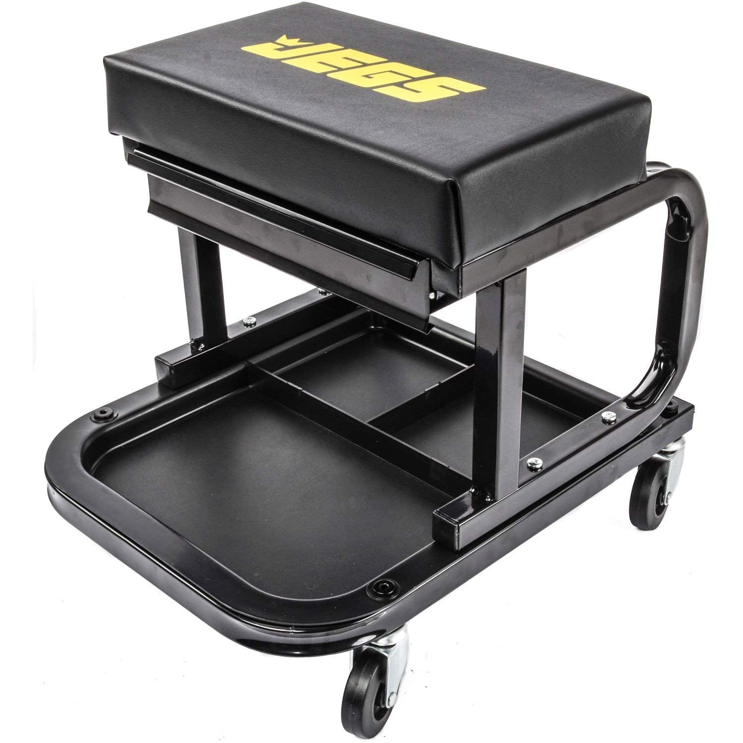 Jegs Creeper And Mechanic Seat Set | Memory Foam Padding | Black Logo | 350 Lbs Capacity | 2     Caster Wheels