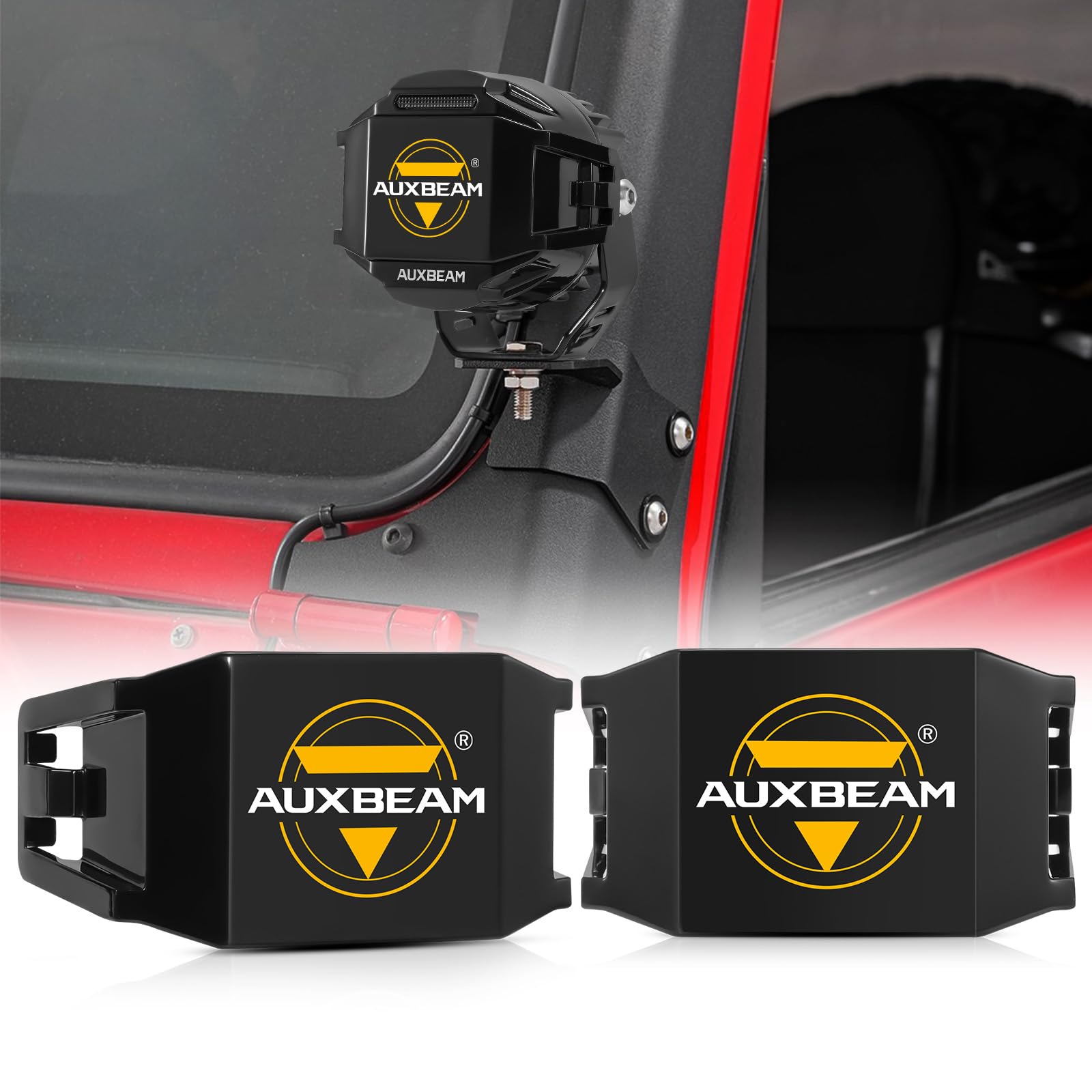 Auxbeam 4 Inch Black LED Pod Covers, V-MAX Series Off Road Side Shooter Protective Covers Lens Mask, PC Cube Pods Driving Work L