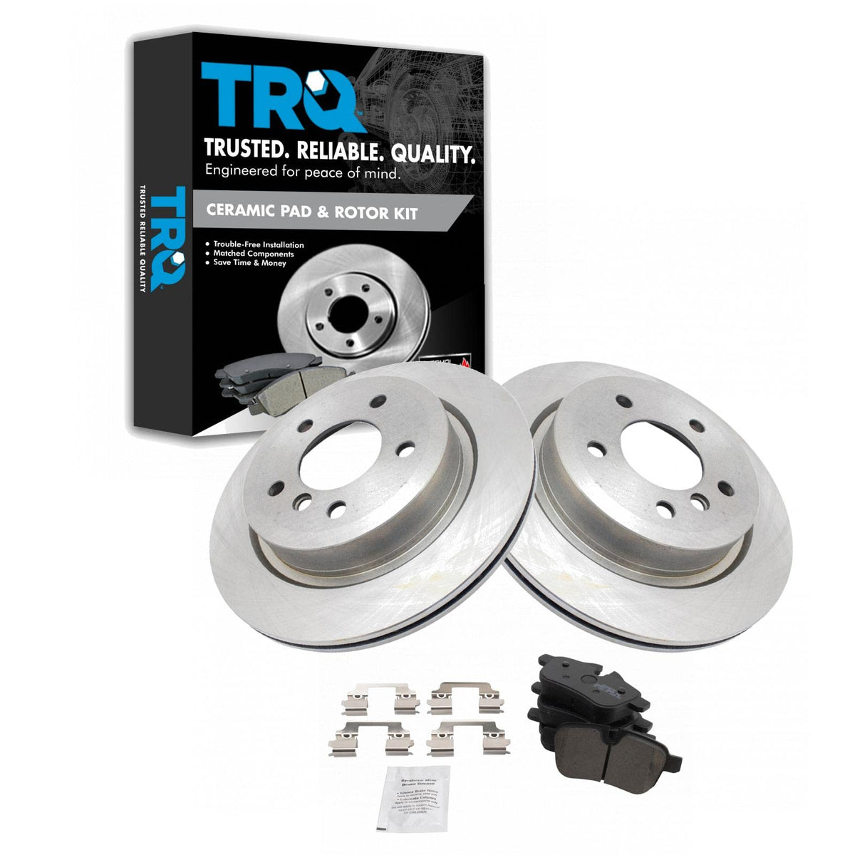 TRQ Rear Brake Pad & Rotor Kit Brake Pads Brake Rotor Ceramic Compatible with 2009-2016 BMW Z4