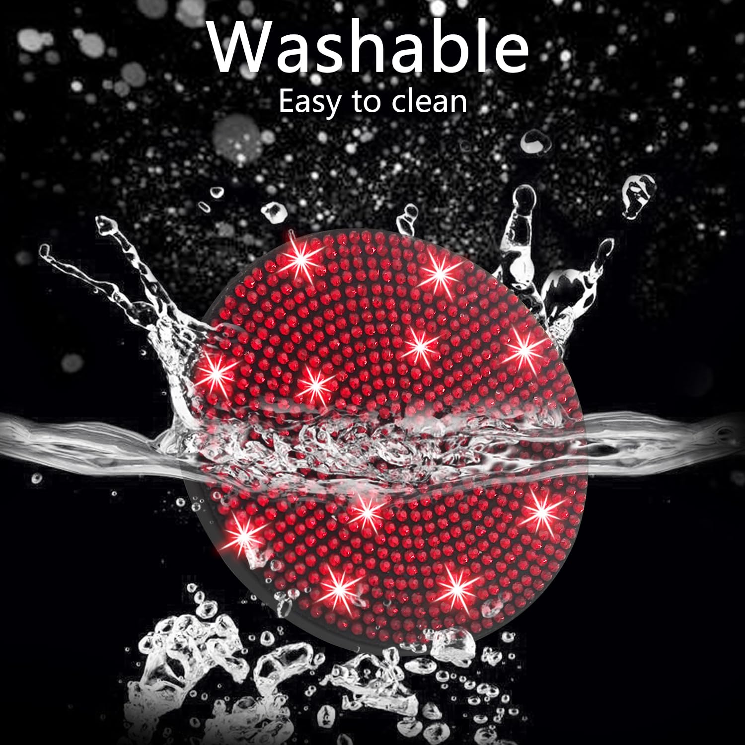 Nbtepem 4Pcs Bling Car Cup Holder Coaster, 2.75 Inch Anti-Slip Shockproof Universal Fashion Car Coasters Insert Bling Crystal Rh