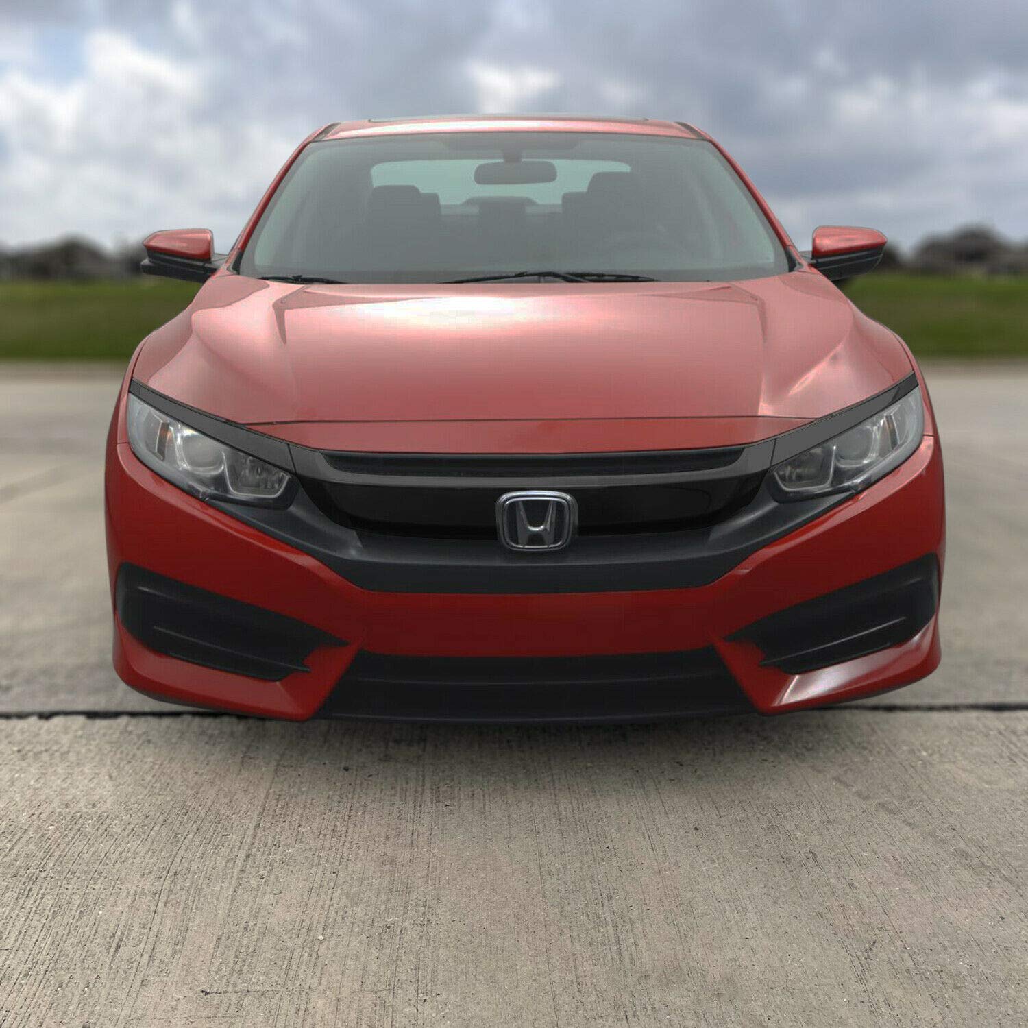 Slickmod Chrome Delete Blackout Vinyl Overlay For 2016-2021 Honda Civic Front Grill Trim (Gloss Black)