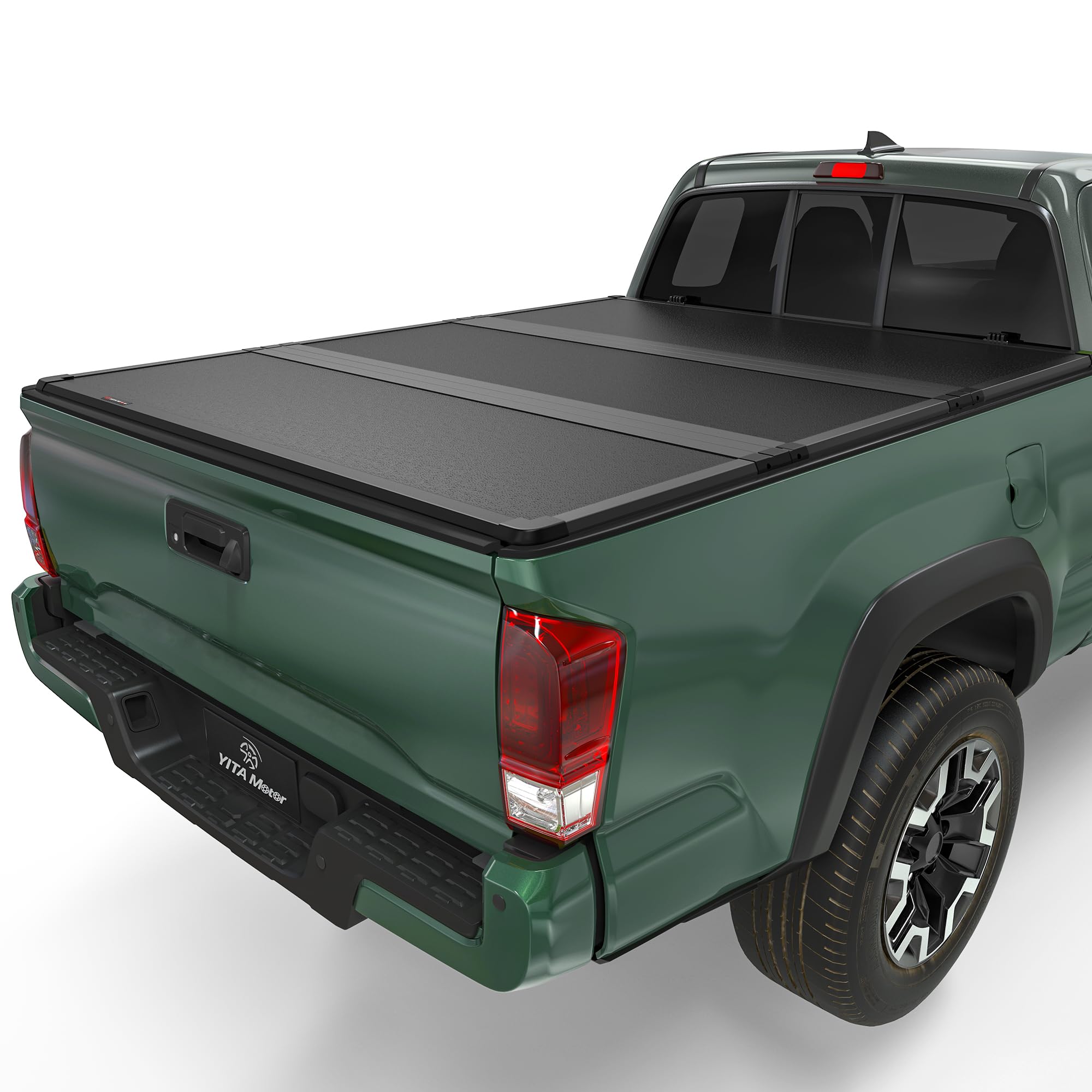 Yitamotor Frp Hard Tri-Fold Truck Bed Tonneau Cover Fits For Toyota Tacoma 2016-2023 (Excl. Trail Edition), 6 Ft Bed With Deck R