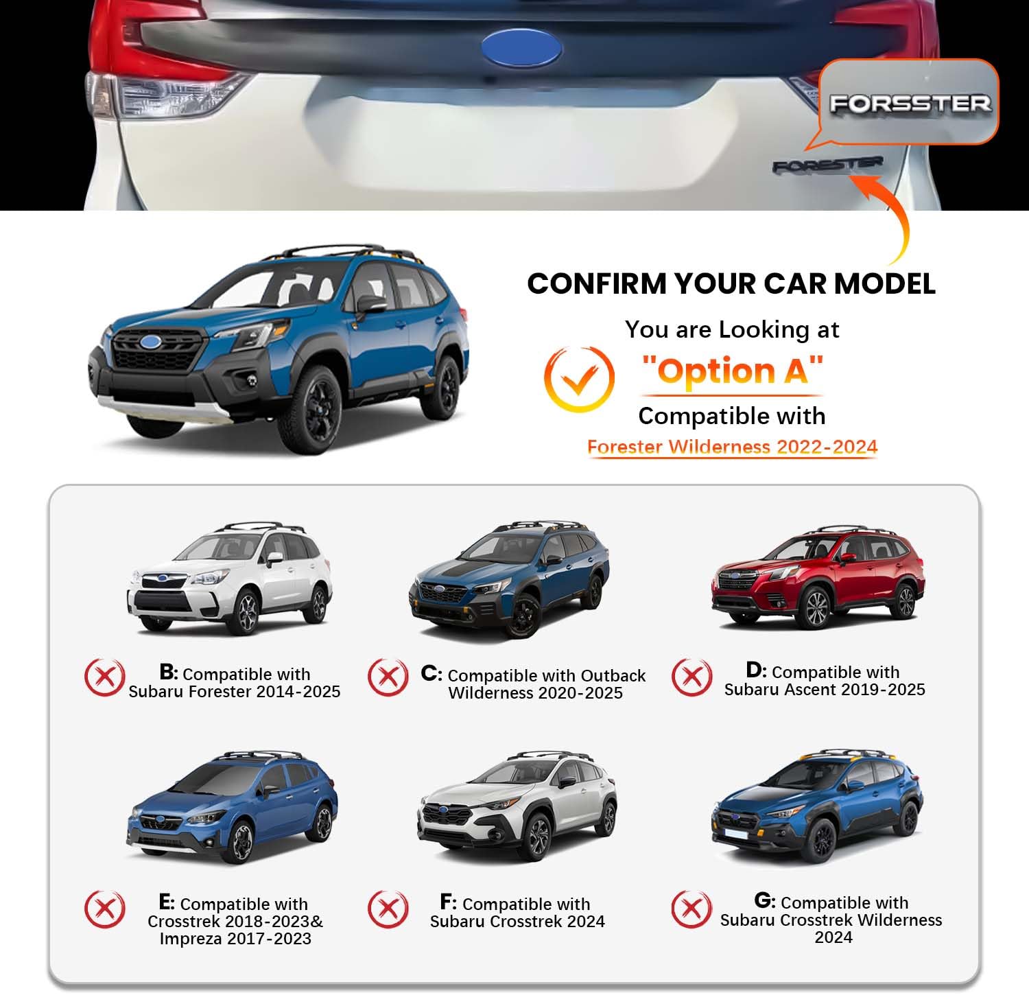 Hmmtyrack Car Roof Rack Cross Bars Compatible With Subaru Forester Wilderness 2022-2024, Aluminum Lockable Crossbar For Rooftop