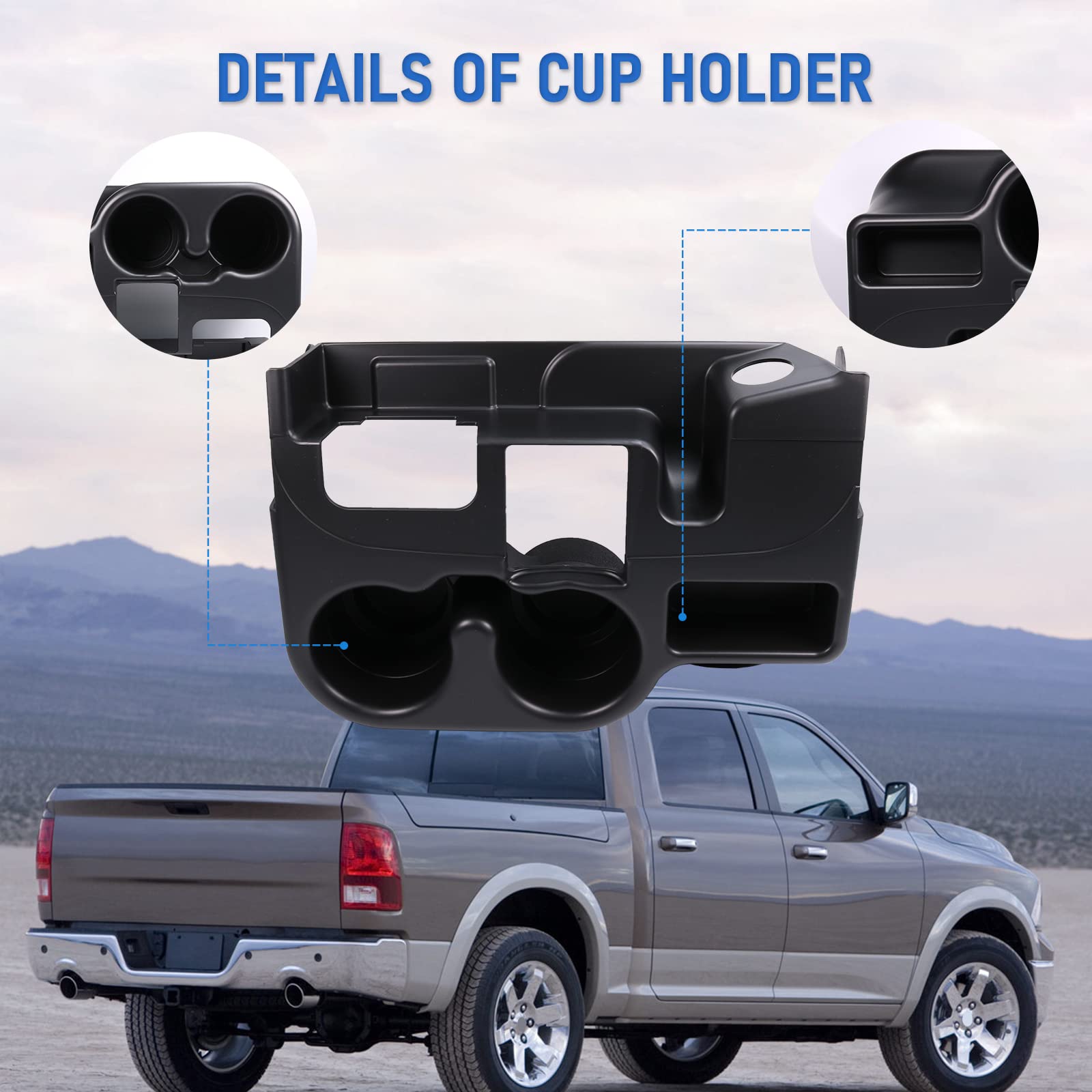 Dicmic Center Console Armrest Add-On Cup Holder For 2003-2012 Dodge Ram 1500 2500 3500