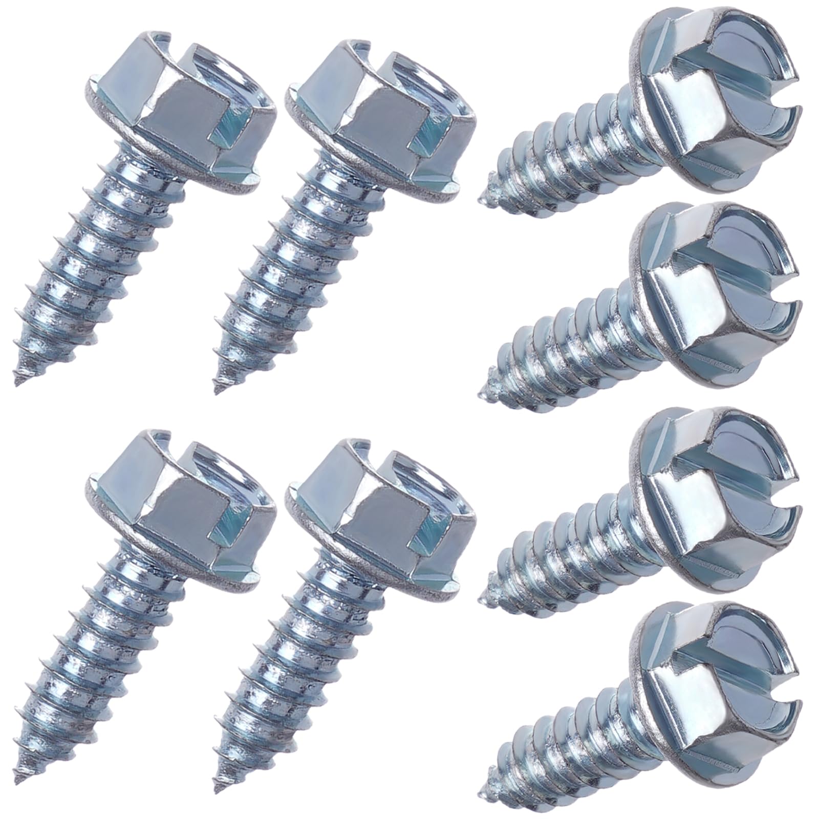 Chrome License Plate Screws Kit - 8 Pcs | Rustproof Fasteners For Front & Back License Plates, Covers And Frames On Domestic Car