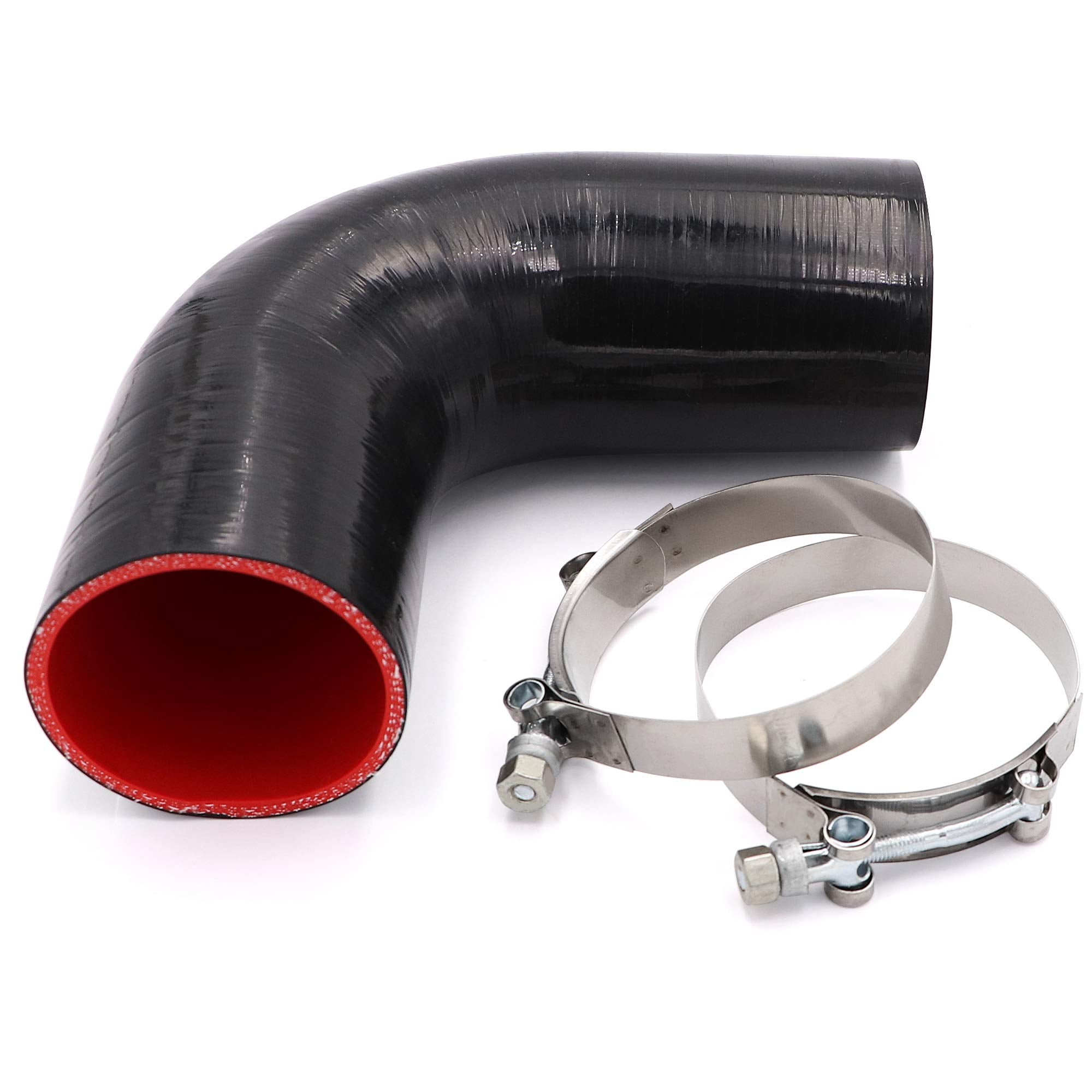 90 Degree Elbow Coupler Silicone Hose 4-Ply 3.5-Inch(89Mm) For Turbo/Intercooler/Intake Piping,Length 102Mm Thickness 5Mm With T
