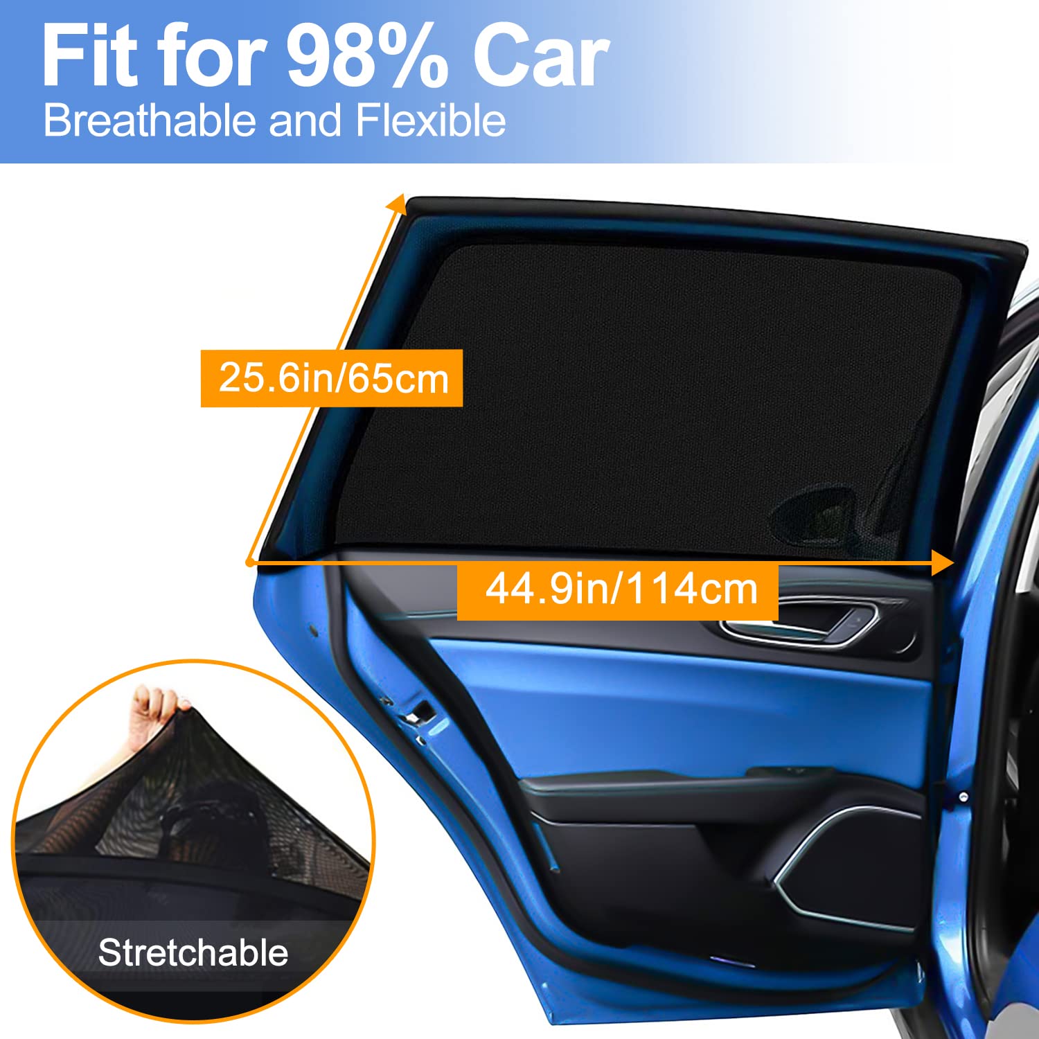 Car Window Shade, Peyou 2 Pack Car Side Window Sun Shades, Uv Protection Breathable Mesh Baby Window Covers, Universal Fit Most (99%) Of Cars, Privacy Protect For Kids,Family,Pets,Tints