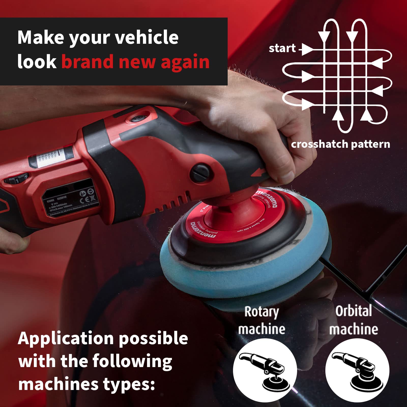 Menzerna 3.5 Inch 2X Premium Polishing Pads For Waxing Sealing & Protection I Body Repair Buffing & Polishing Pads With Safety E