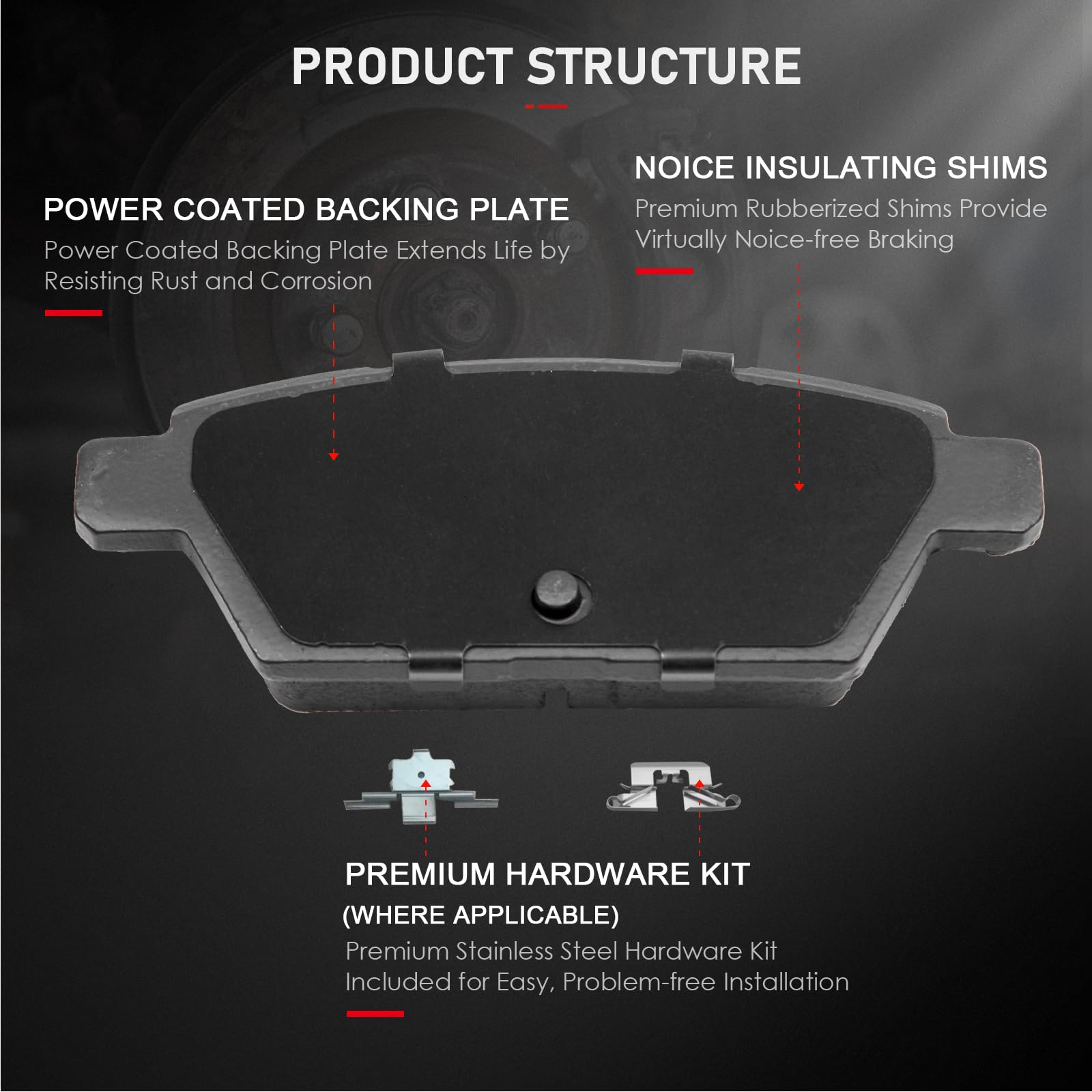 Cciyu D1164 D1161 Ceramic Front Rear Brake Pad Set Fit For 2006-2012 For Ford Fusion,2007-2012 For Lincoln Mkz,2006 For Lincoln