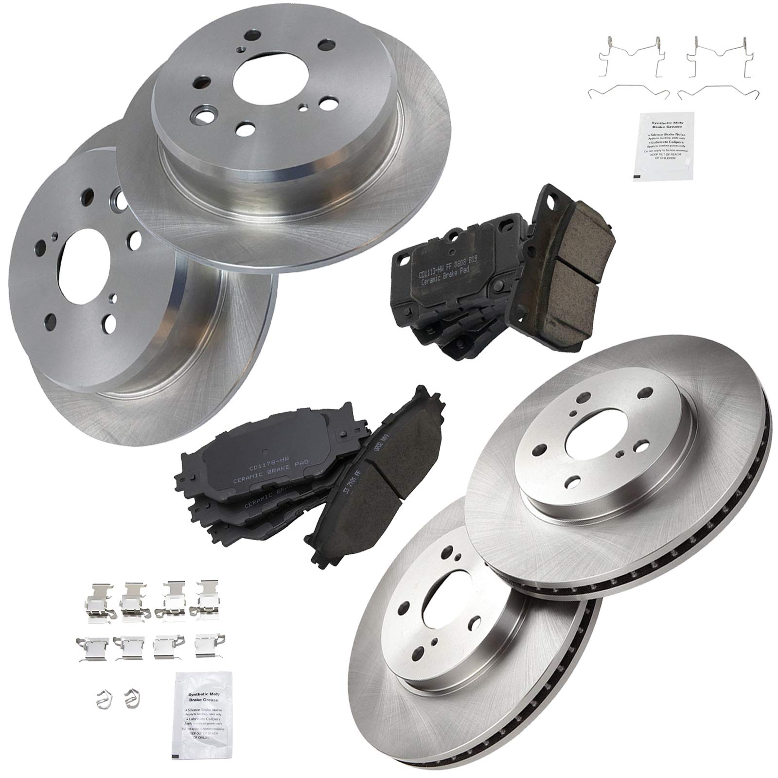 Trq Front And Rear Brake Pad & Rotor Kit Brake Pads Brake Rotor Ceramic Compatible With 2006-2008 Lexus Is250