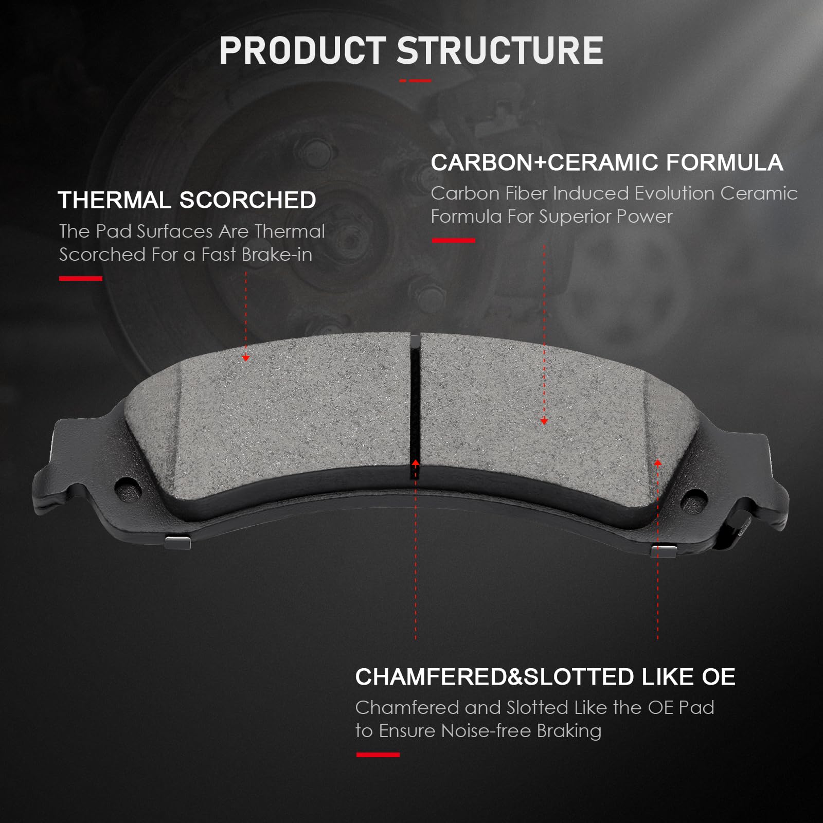 Cciyu D785 D834 Ceramic Front Rear Brake Pad Set Fit For Cadillac Escalade,Escalade Esv,Escalade Ext,For Chevy Avalanche 1500,Si