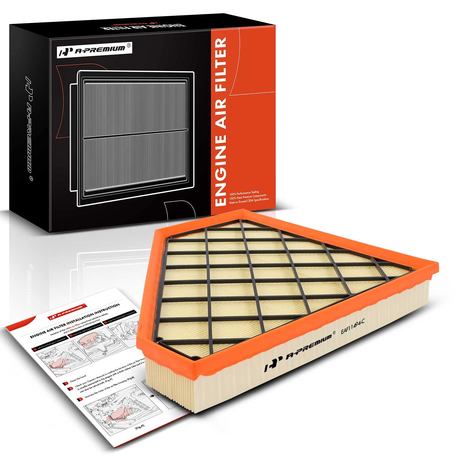 A-Premium Front Engine Air Filter Compatible with Cadillac ATS, CTS & Chevrolet Camaro, 2013-2023, 2.0L 2.5L 3.6L, Flexible Pane