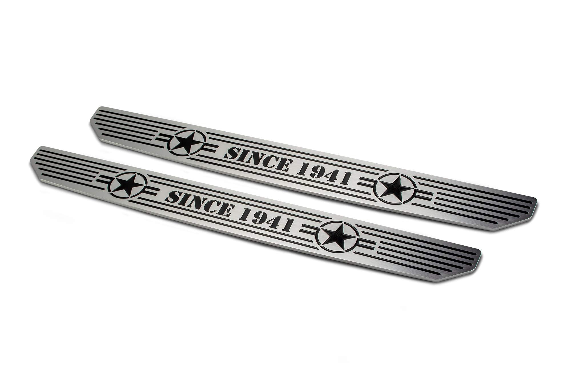 Dv8 Offroad Door Sill Plates For 2018-2025 Wrangler Jl And 2020-2025 Gladiator Jt | Front Pair | Embossed With Since 1941'' | Bi