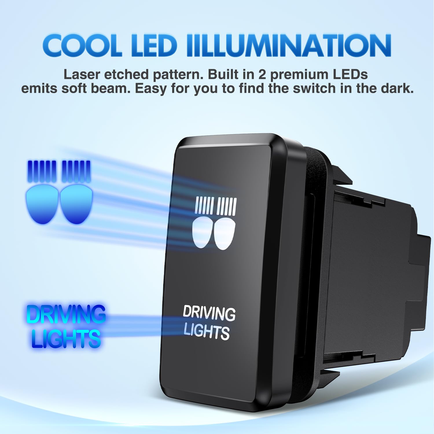 Nilight Driving Lights Push Button Switch 12V On Off Switches With Connector Wire Kit 1.54'' X 0.83'' Replacement For Toyota Fj