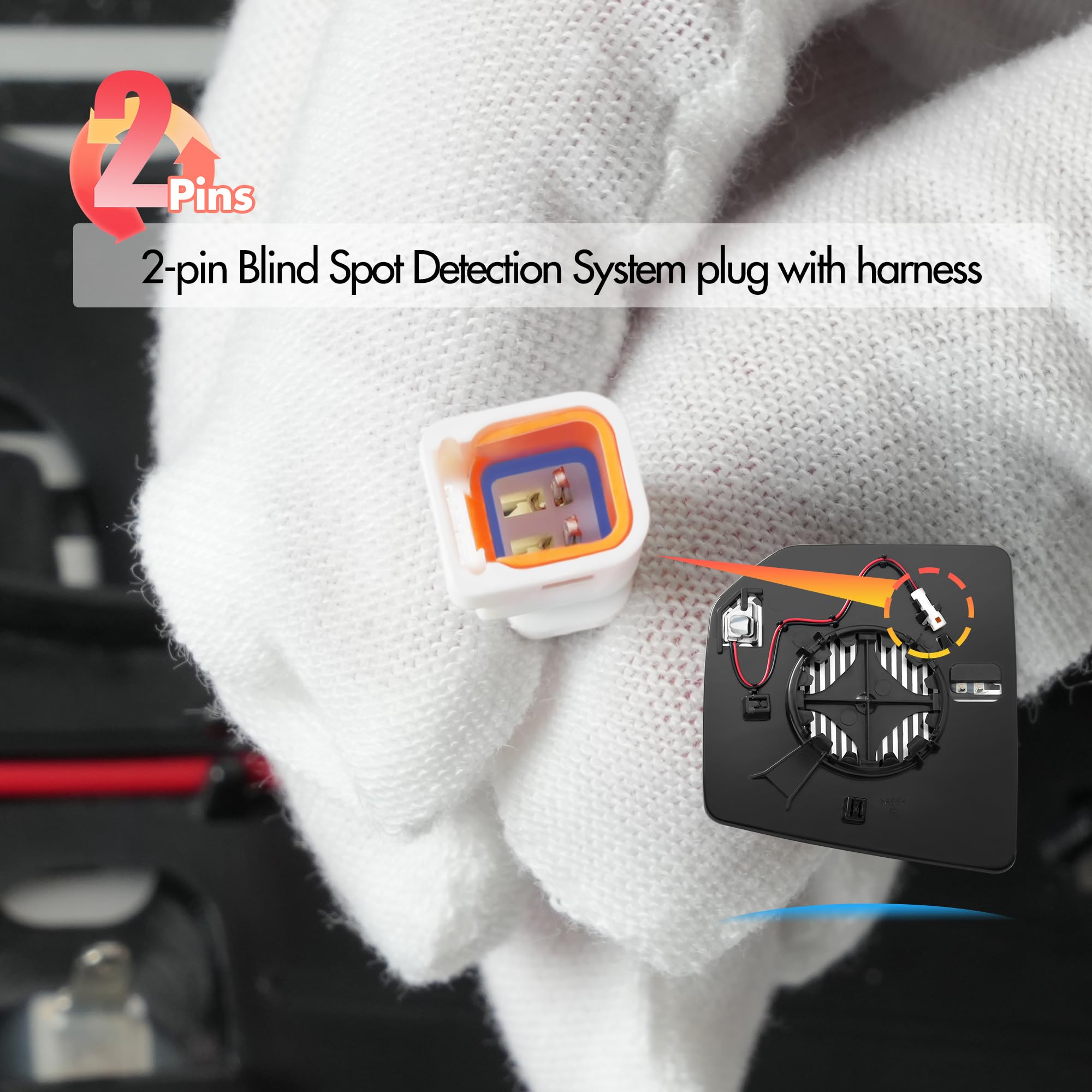 Snemeey Compatible With Ford F150 Passenger Side Mirror Glass 2015 2016 2017 2018 2019 2020 2021 - Right Side Ford F150 Raptor Mirror Replacement Glass, With Blind Spot Detection, Fl3Z-17K707-D