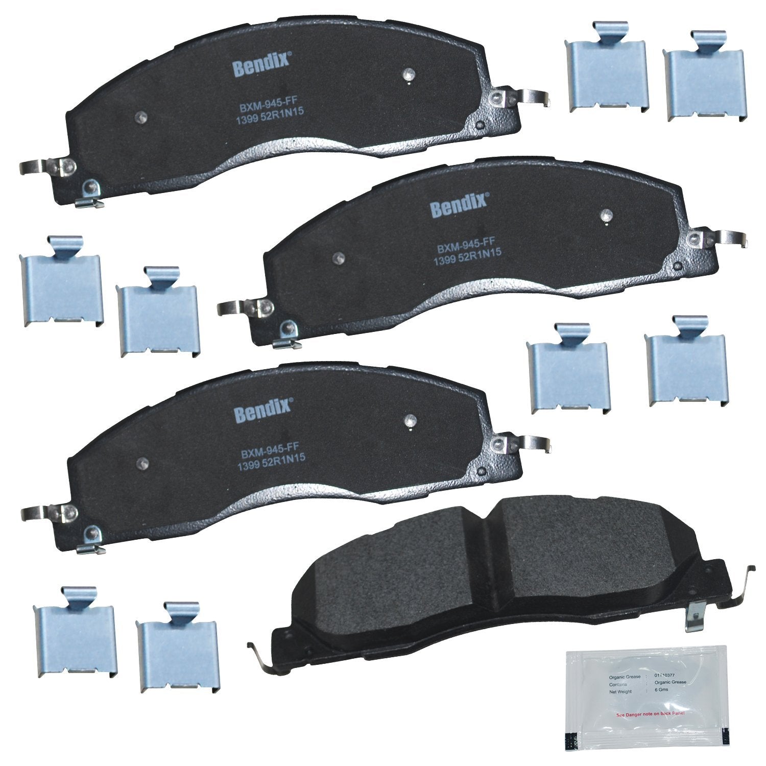 Bendix Priority1 Cfm1399 Semi-Metallic Front Brake Pads For Dodge Ram 2500 2010-2009, Ram 3500 2010-2009, Ram 4000 2010-2009, Ra