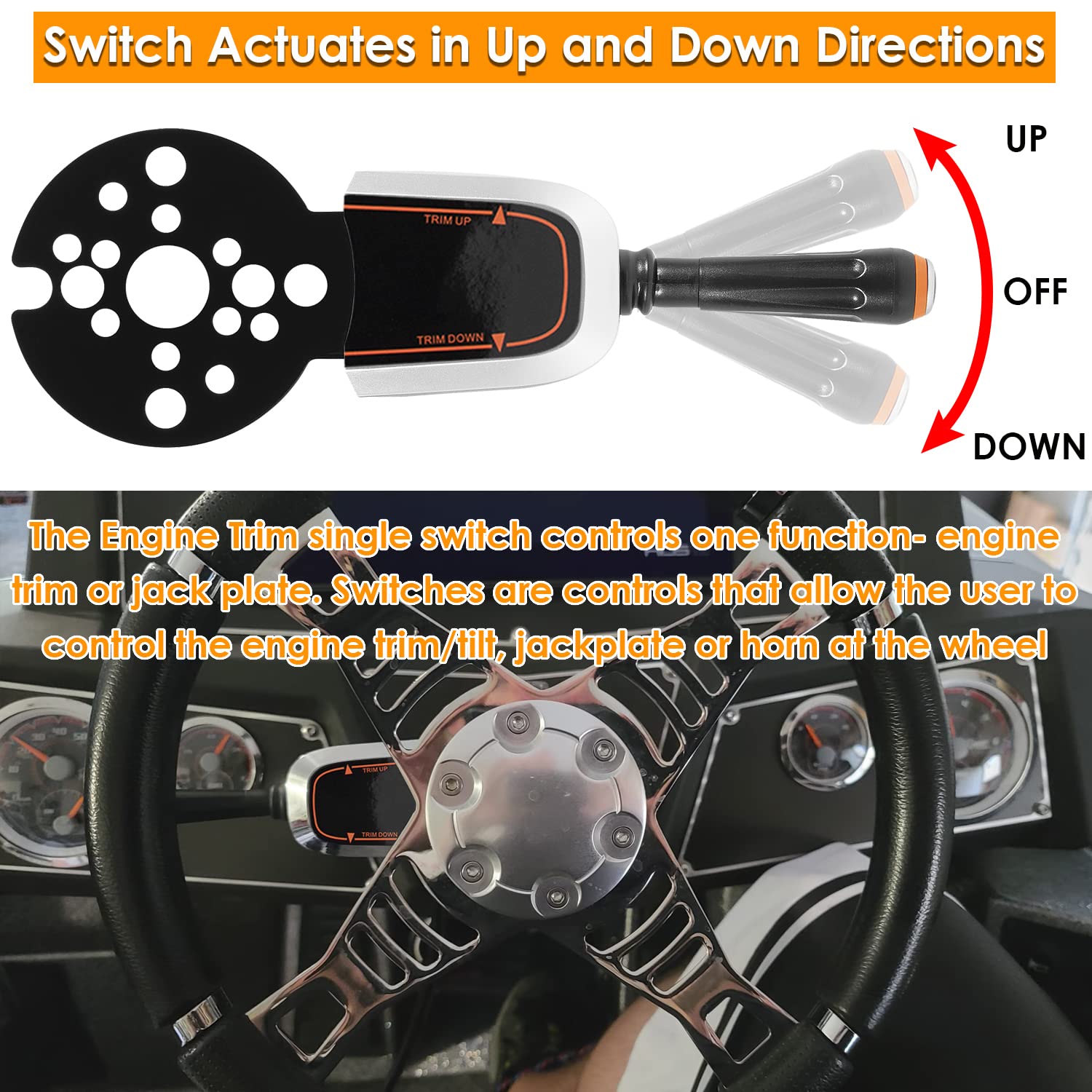 Yoursme Bezel Control Switch, Blinker Trim Control System Single Function - Engine Trim/Jack Plate Fit for Seastar Hydraulic, Ca
