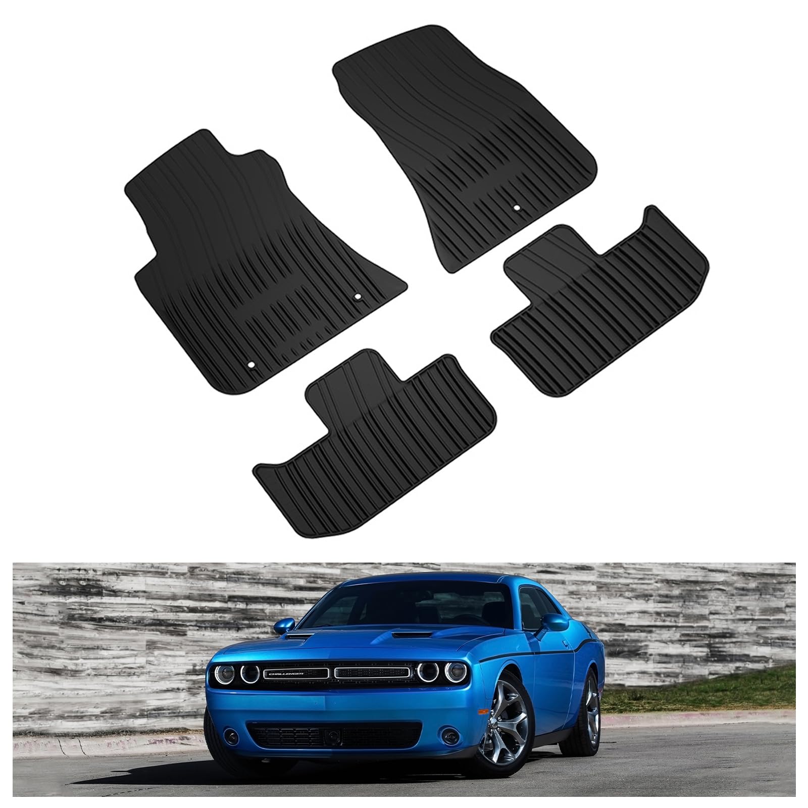 Kiwi Master Floor Mats For 2011-2023 Dodge Challenger Rwd Oem Replacement 82212545 All Weather Slush Liners Front And Rear 2 Row