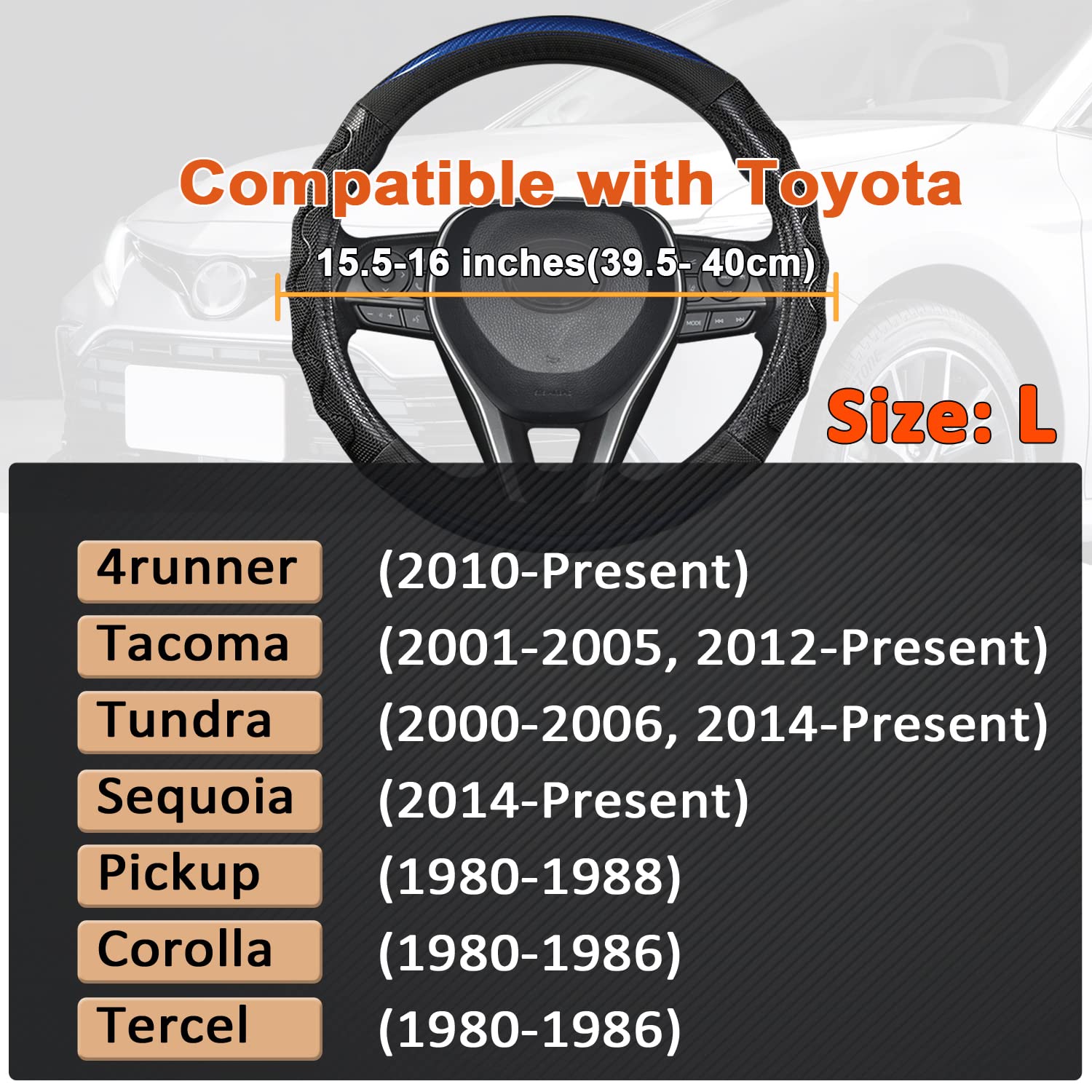 Giant Panda Steering Wheel Cover For Toyota Tacoma,4Runner,Tundra,Sequoia, Large Size - Black