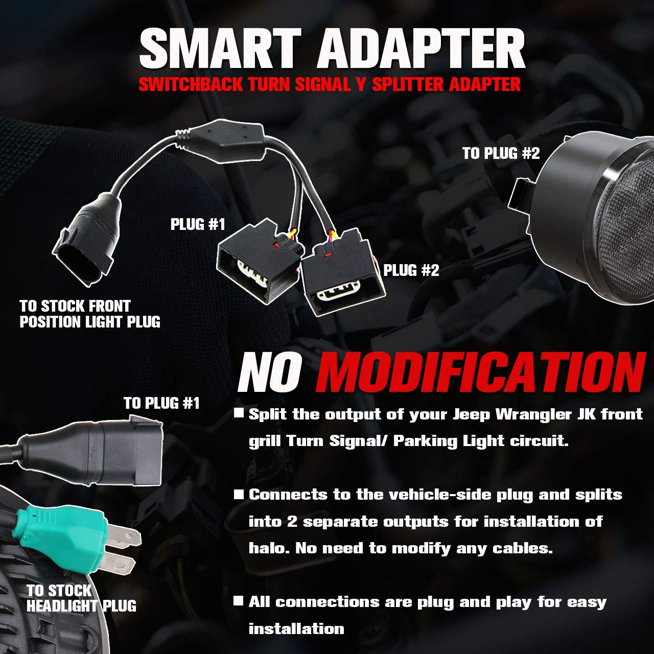 GXENOGO 7 LED Halo Headlights with Amber White DRL, Compatible with 2007-2017 Jeep Wrangler JK JKU, Black - 1 Pair Replacement