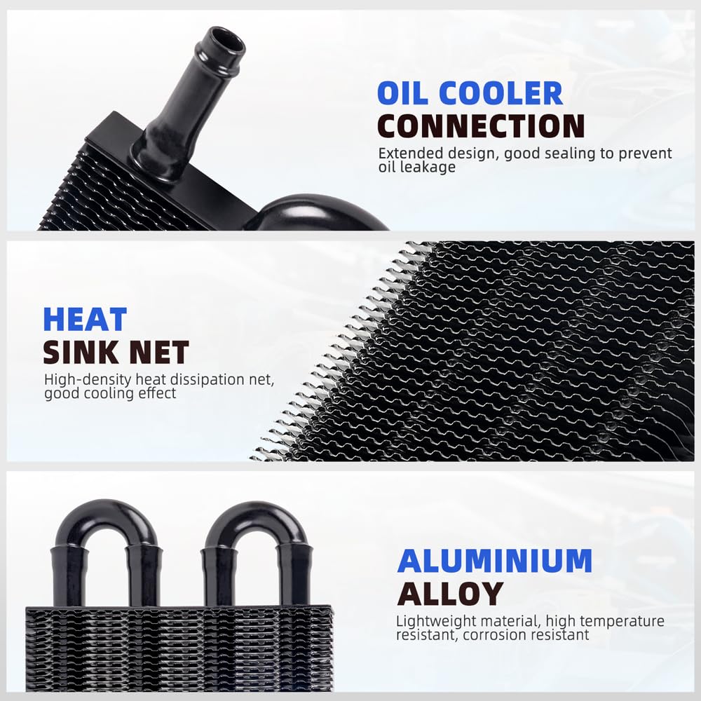 Bartoo Universal 5/16'' Transmission Oil Cooler Kit, Aluminium Alloy 4 Pass Tube And Fin Oil Cooler Kit(Black)