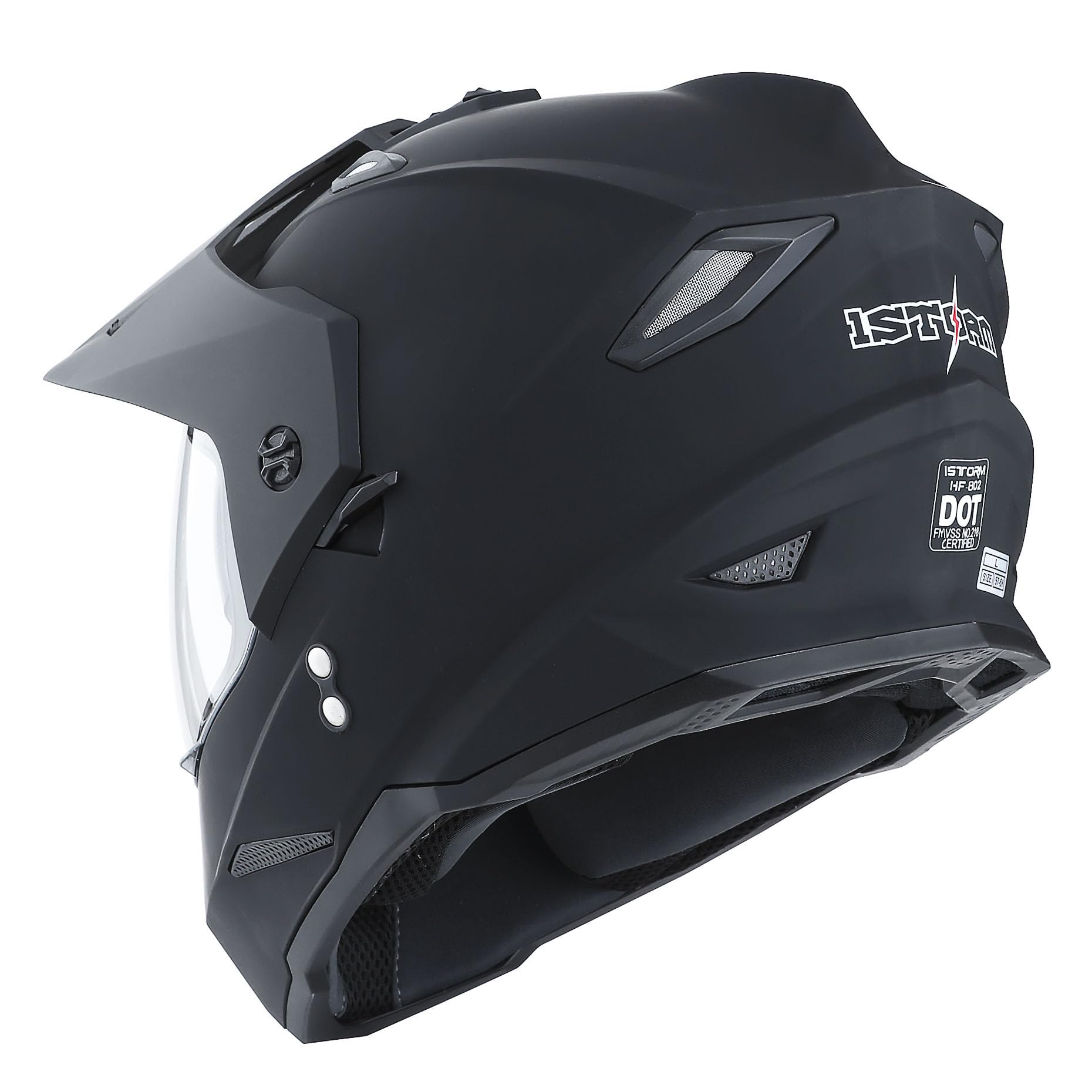 1Storm Youth Kids Dual Sport Dual Visor Motorcycle Motocross Off Road Full Face Helmet: Hf802Youth Matt Black