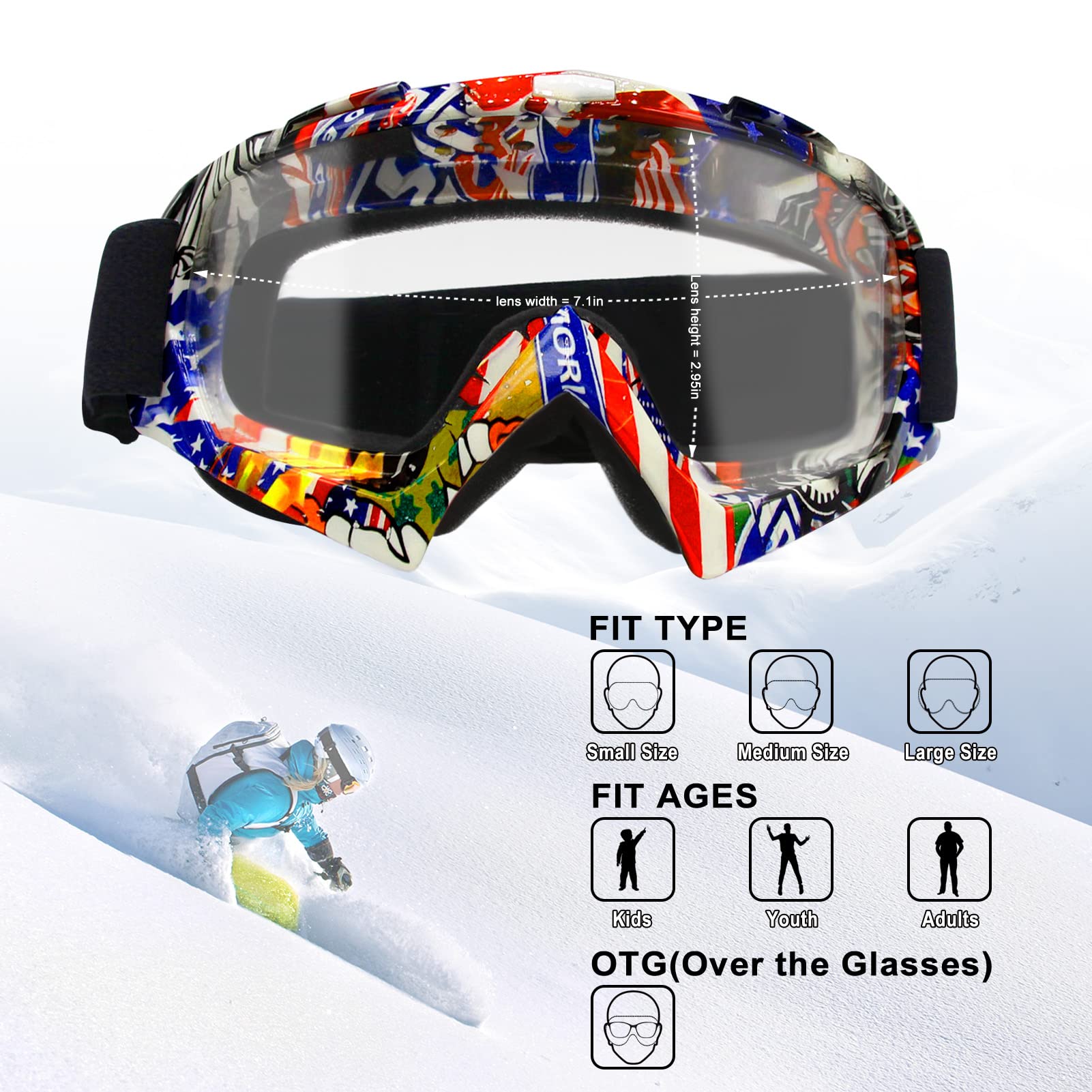 Zukmi Dirtbike Goggles For Men Motocross Helmet Gogges For Adults Atv Goggles Mx Off Goggles For Motorcycle Racing Riding