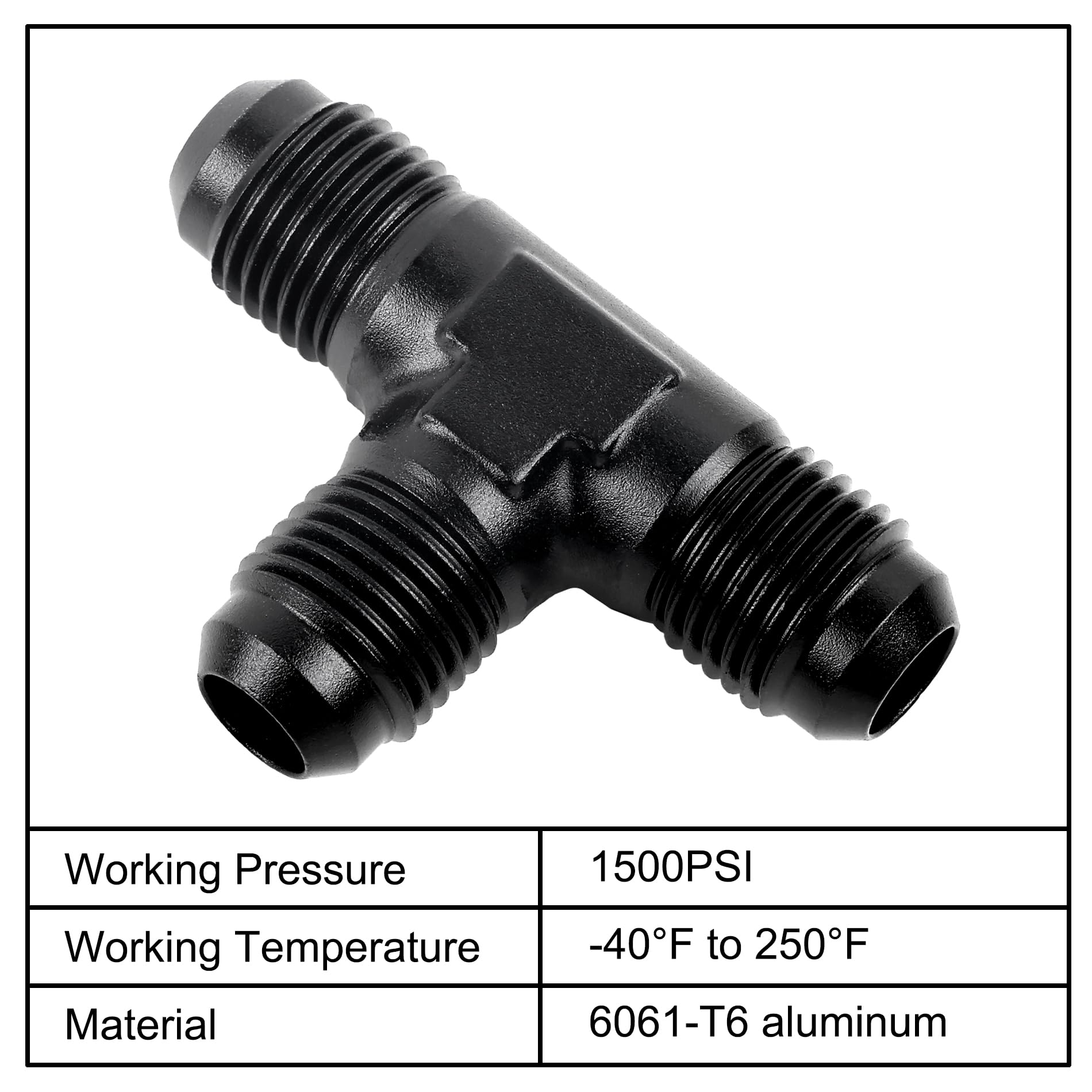 Evil Energy 6An Male Flare Tee Fitting Adapter T Union Aluminum Black