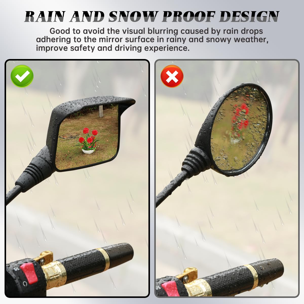 Shejisi Motorcycle Mirrors,Atv Mirrors (2Pack) With Impact Resistance,Anti-Glare With Rainproof,With7/8'' Handlebar Mounts,Motor