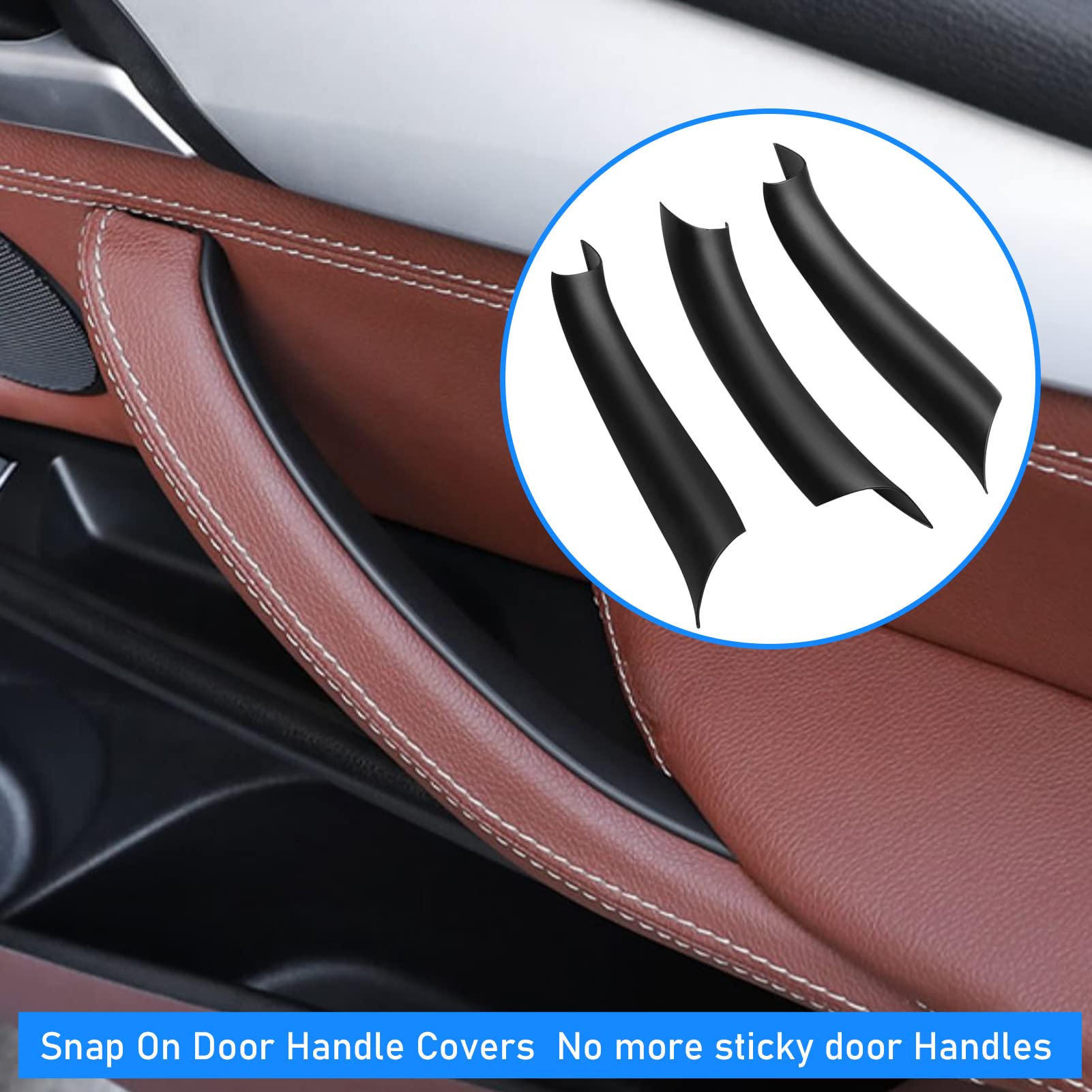 Jaronx 3PCS Black Door Handle Covers for BMW X5 F15 (2014-2018) & X6 F16 (2015-2018) - Left & Right Side Interior