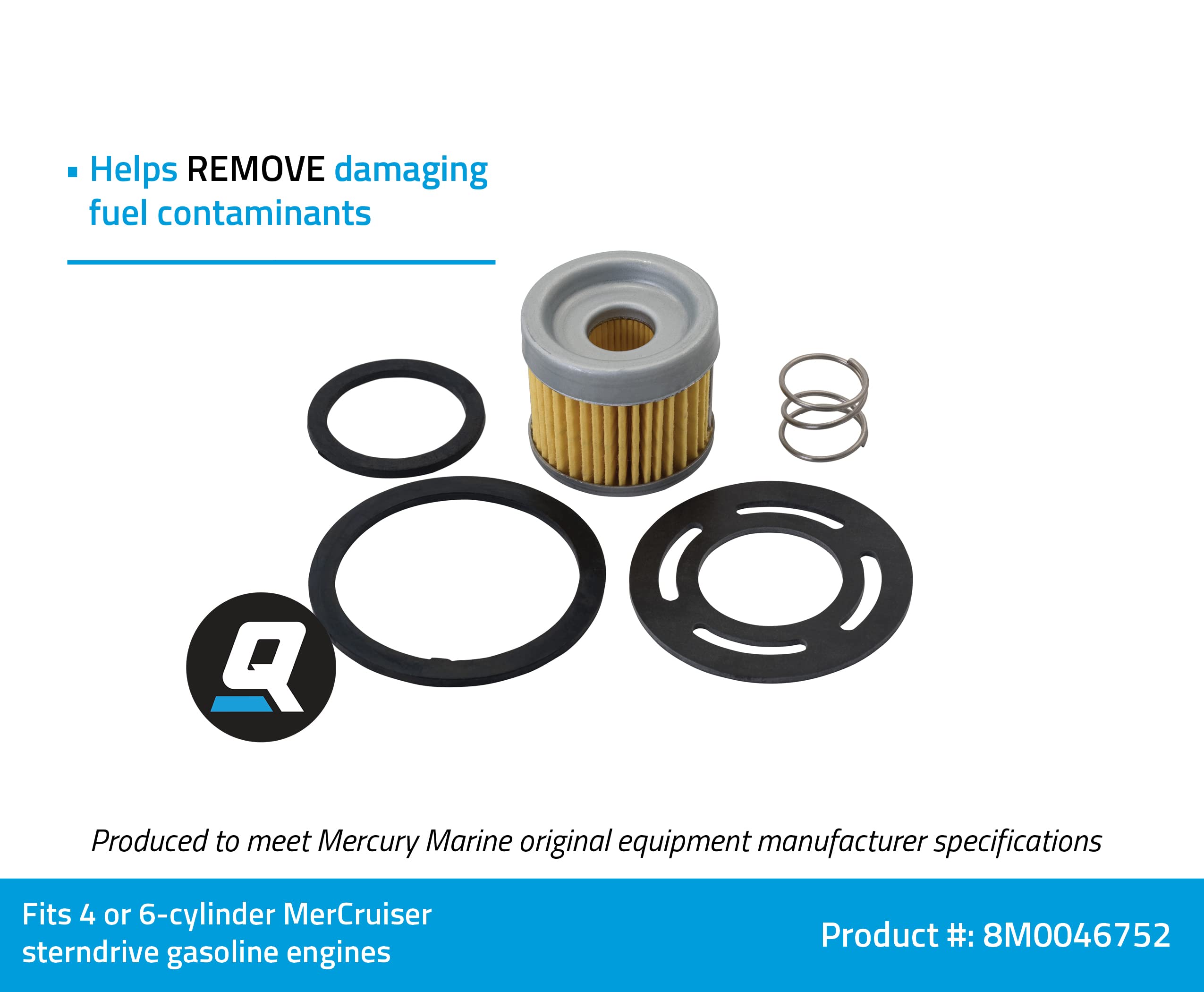 Quicksilver 8M0046752 Fuel Filter for MerCruiser Stern Drive and Inboard Engines