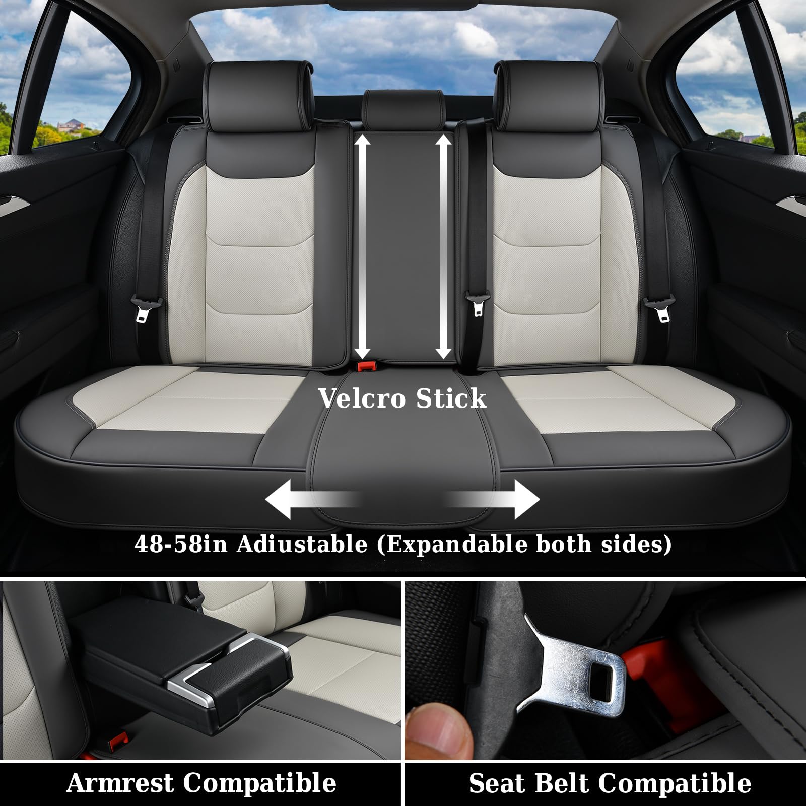 Coverado Seat Covers, Car Seat Covers Full Set, 5 Seat Universal Leather Seat Covers For Cars, Seat Covers Waterproof, Front And Back Car Seat Protector, Auto Seat Covers Fit For Most Vehicles, Gray