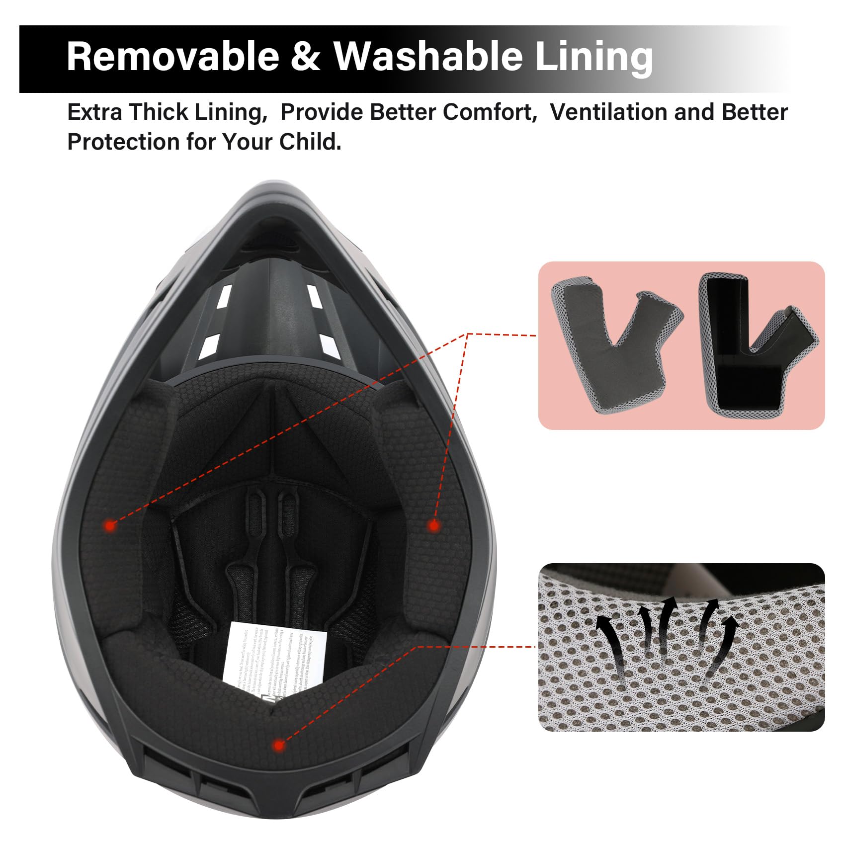 Xfmt Dot Youth Kids Motocross Offroad Street Dirt Bike Helmet Motorcycle Atv Full Face Helmet With Goggles Gloves, Matte Black S