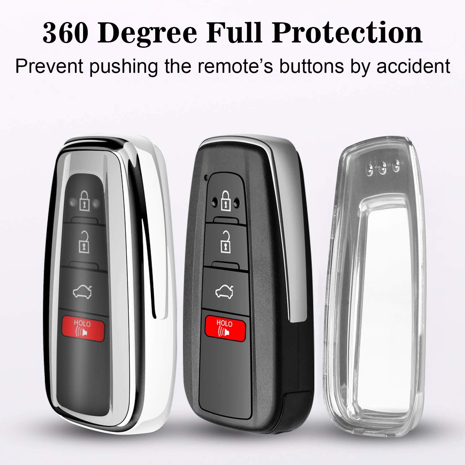 Qbuc For Toyota Key Fob Cover With Keychain Soft Tpu Key Fob Case All-Around Protection Key Case Compatible With 2018-2021 Toyot