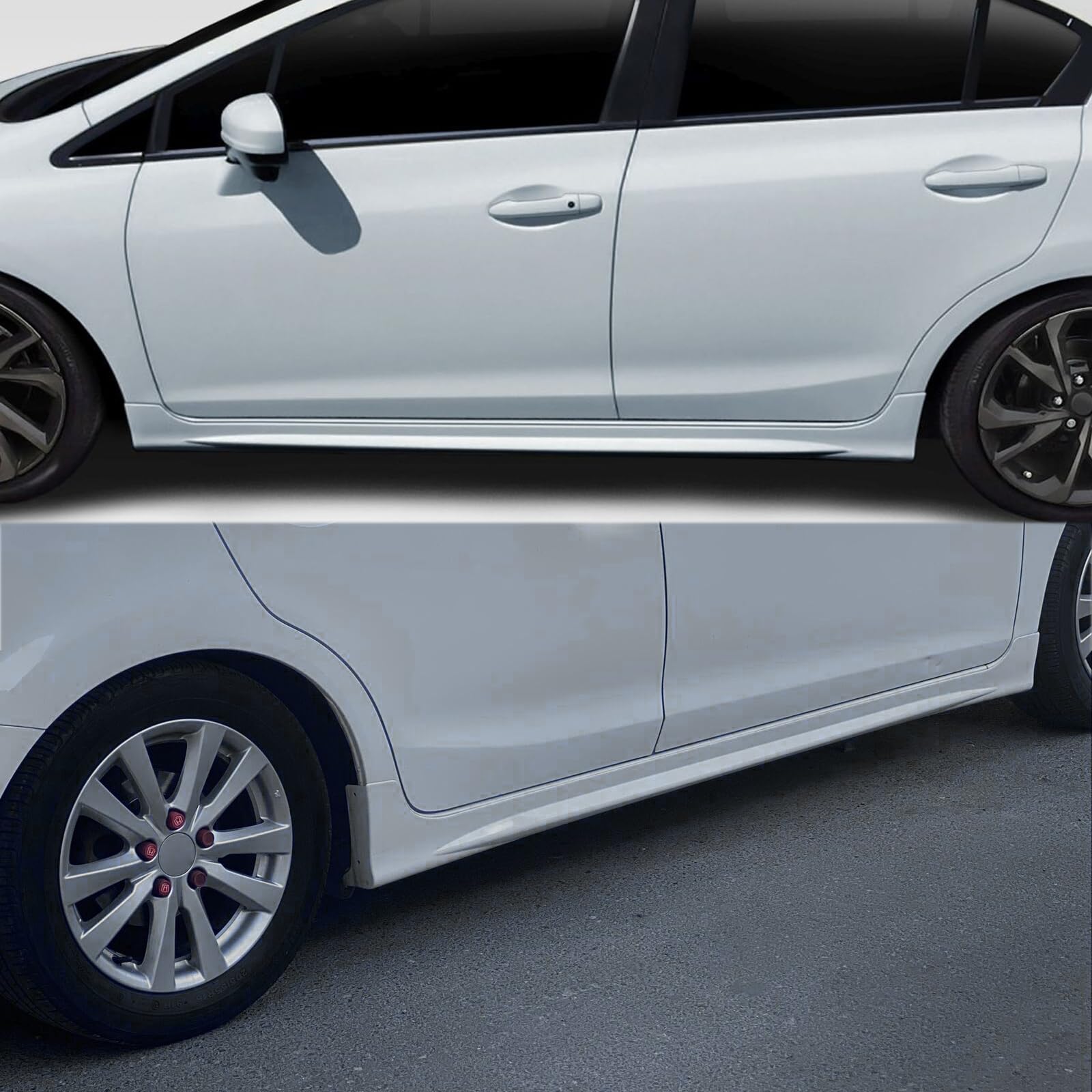IKON MOTORSPORTS Side Skirts for 2012-2015 Honda Civic 4Dr - Unpainted Black ABS Plastic Rocker Panels Pair