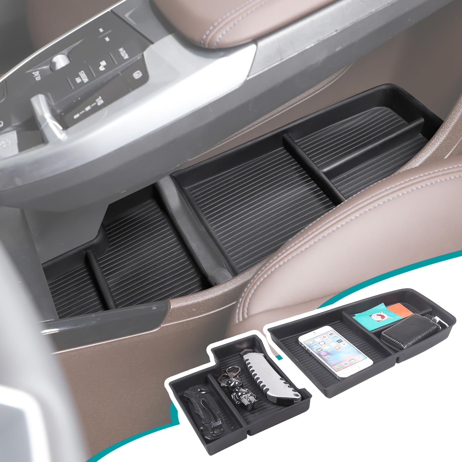 Hudiriy Car Storage Box Compatible With Bmw X1 U11 2023 2024 2025 Lower Console Organizer Tray, Tpe Under Console Storage Box Interior Accessories (Style B)