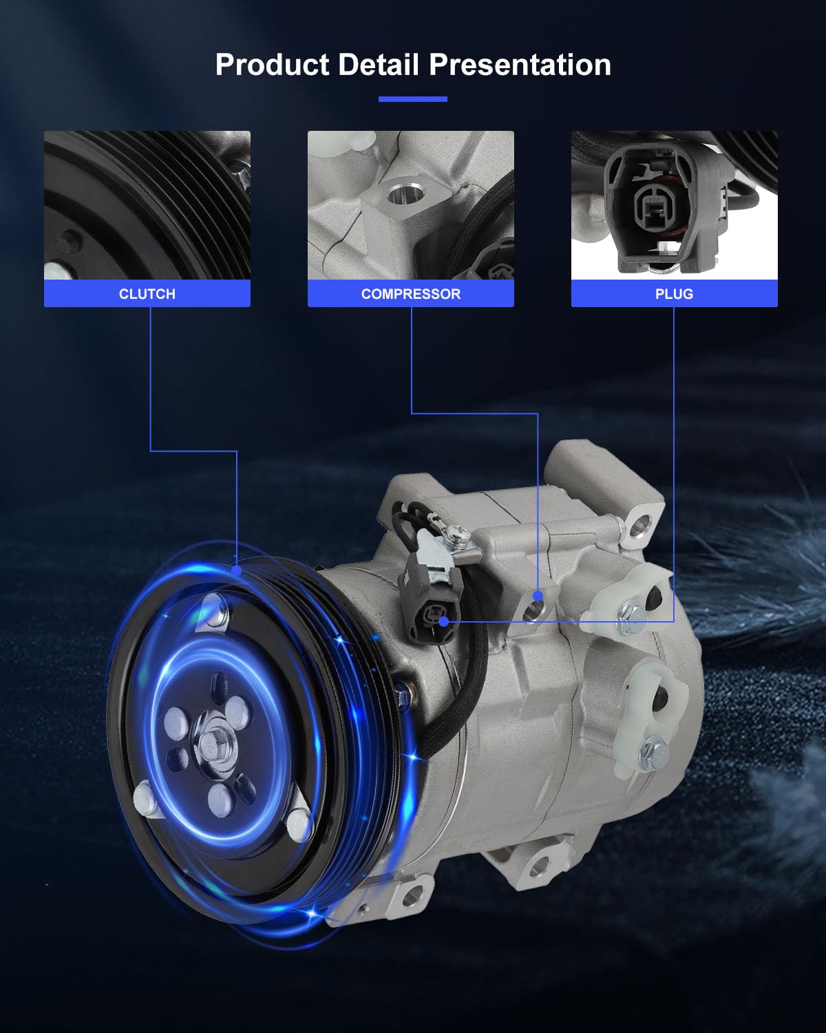 Eccpp A/C Compressor With Clutch 2009-2012 Fit For Mazda Cx-7 2.3L 2.5L Ac Compressor