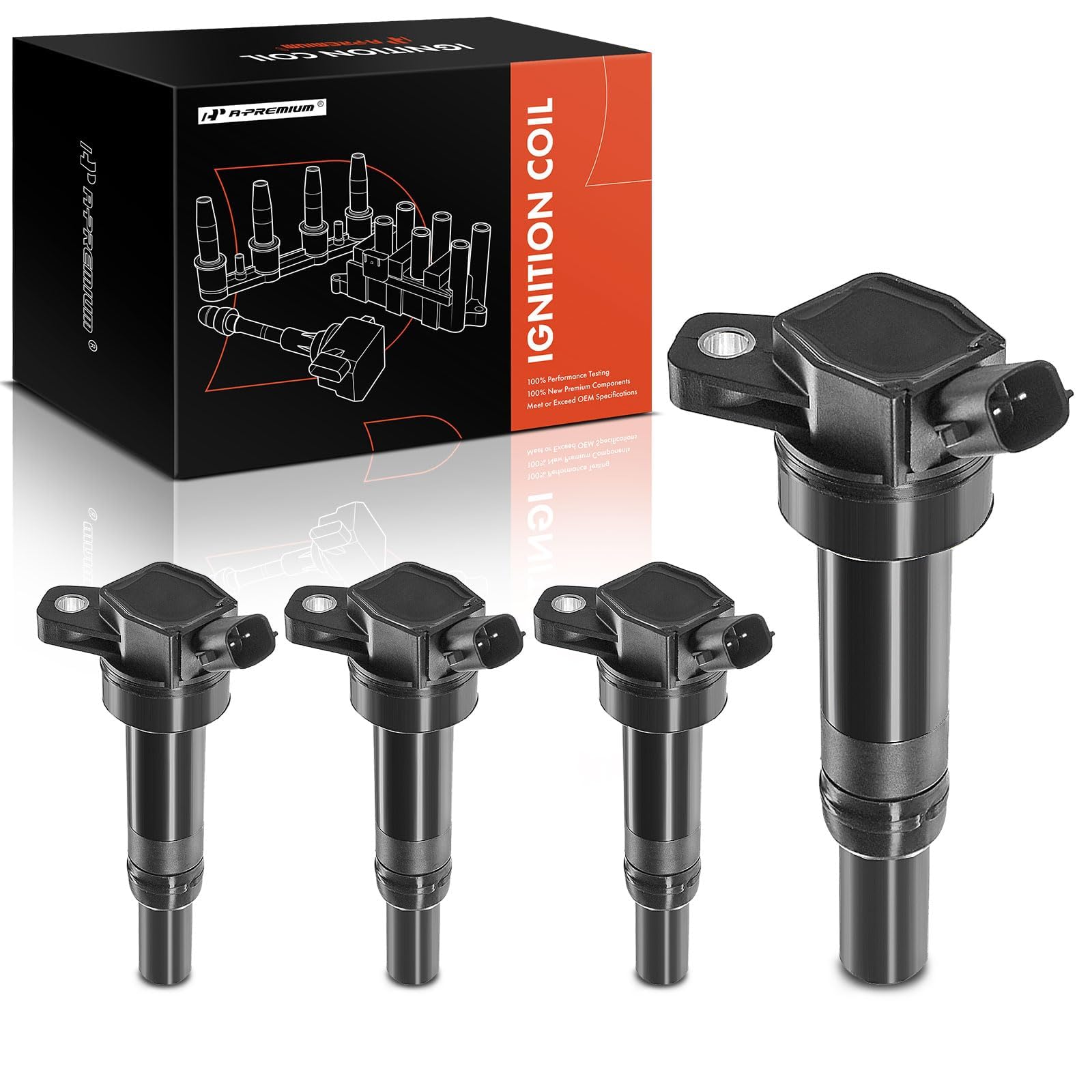 A-Premium Ignition Coil Pack Set of 4 Compatible with Hyundai Elantra 2011-2016 Tucson 2014-2020 Kia Forte 2014-2016 Soul 2012-2